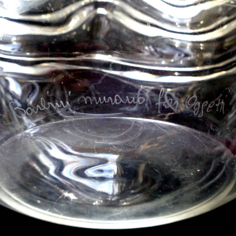 Alfredo Barbini Murano Signed Rib Cage Design Italian Art Glass Flower Vase In Good Condition For Sale In Kissimmee, FL