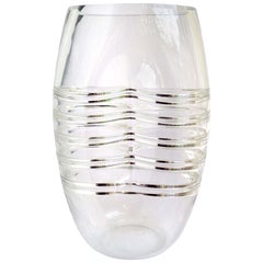 Alfredo Barbini Murano Signed Rib Cage Design Italian Art Glass Flower Vase