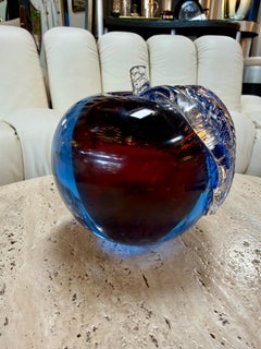 Alfredo Barbini Murano Sommerso Glass Apple Sculpture