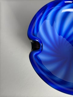Alfredo Barbini Murano Glass Bowl, Cobalt Blue, Italy, 1970s