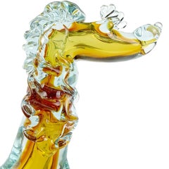 Alfredo Barbini Murano Sommerso Gold Italian Art Glass Poodle Dog Sculpture