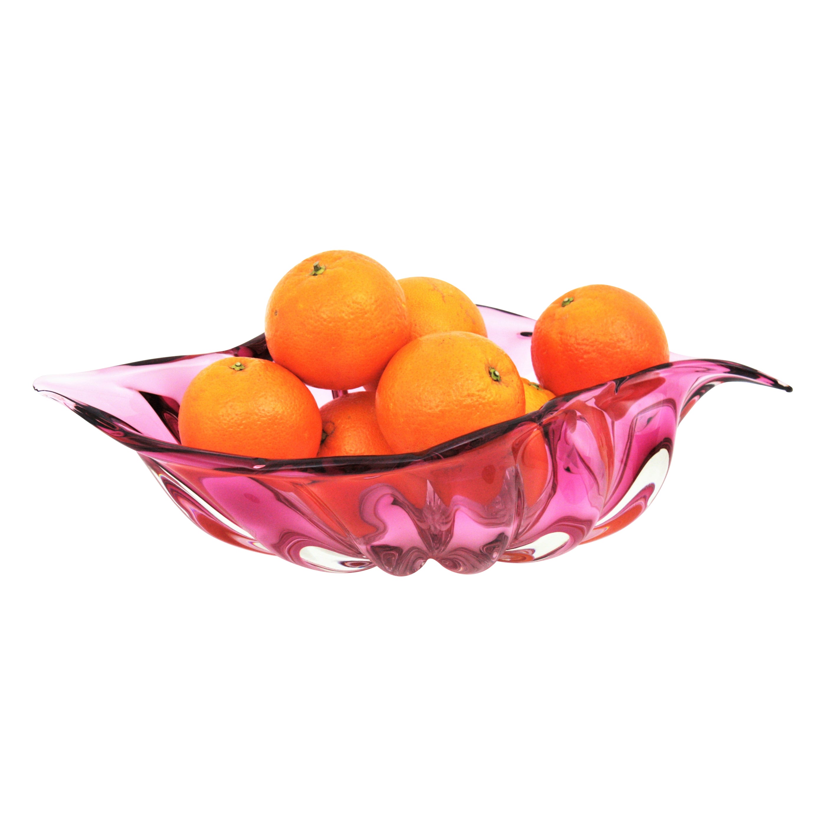 Alfredo Barbini Murano Sommerso Rosa Kunst Glas Centerpiece Dekorative Schale im Zustand „Hervorragend“ im Angebot in Barcelona, ES