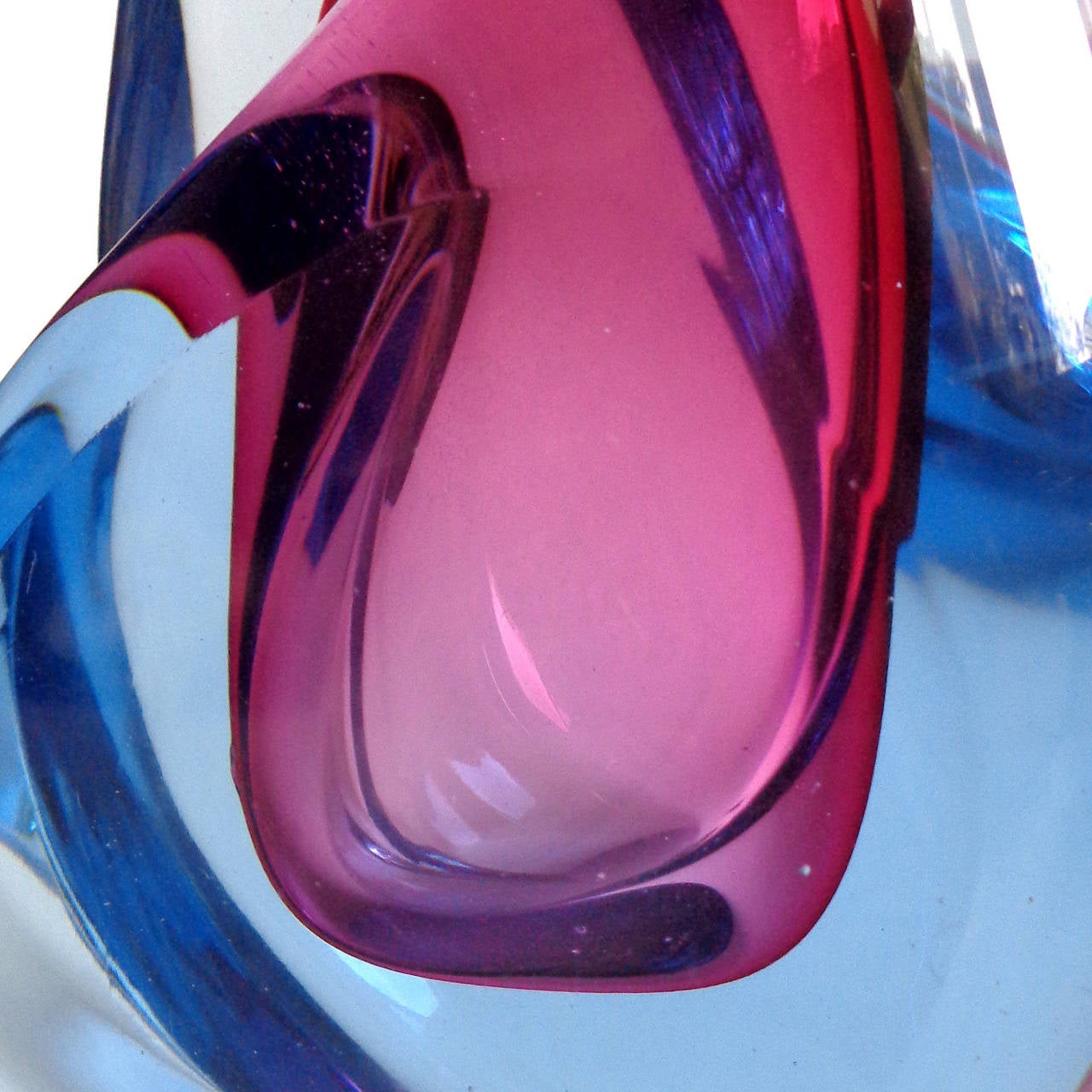 Mid-Century Modern Alfredo Barbini Murano Sommerso Purple Blue Flame Italian Art Glass Bookends