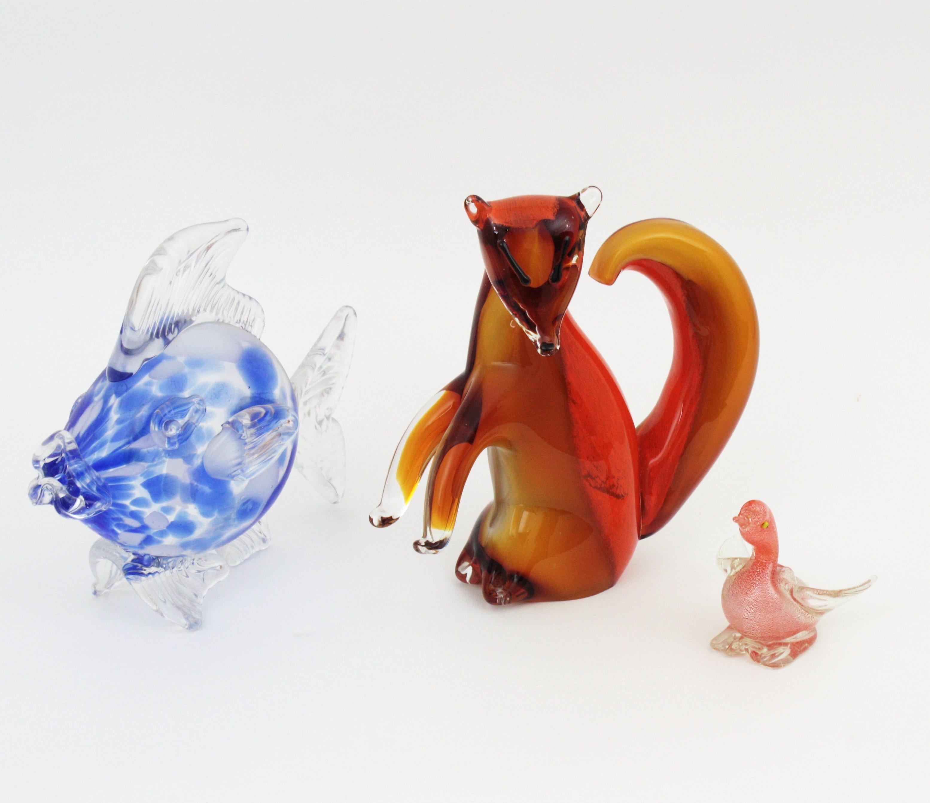 Alfredo Barbini Figura di scoiattolo di Murano in vetro ambra e arancione in vendita 9
