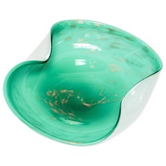 Alfredo Barbini Murano Venetian Hand Blown Art Glass Green Ashtray