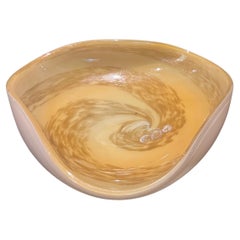 Alfredo Barbini Murano White Bottom & Gold Flecks Italian Art Glass Decorative