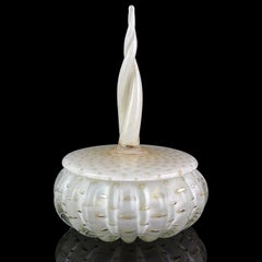 Alfredo Barbini Murano Oro Bianco Top in vetro artistico italiano Vanity Powder Box