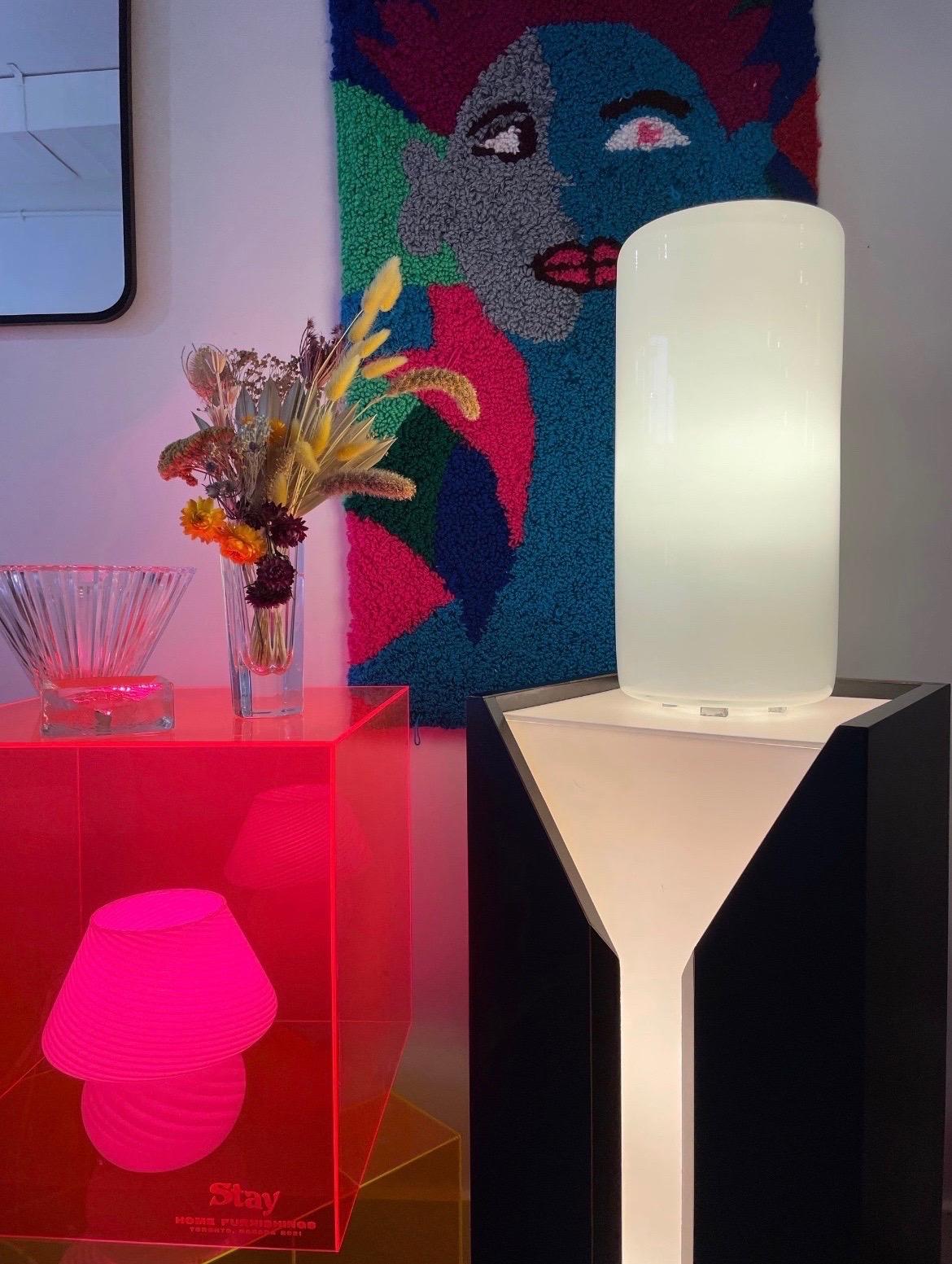 Mid-Century Modern Alfredo Barbini Opaline Murano Table Lamp
