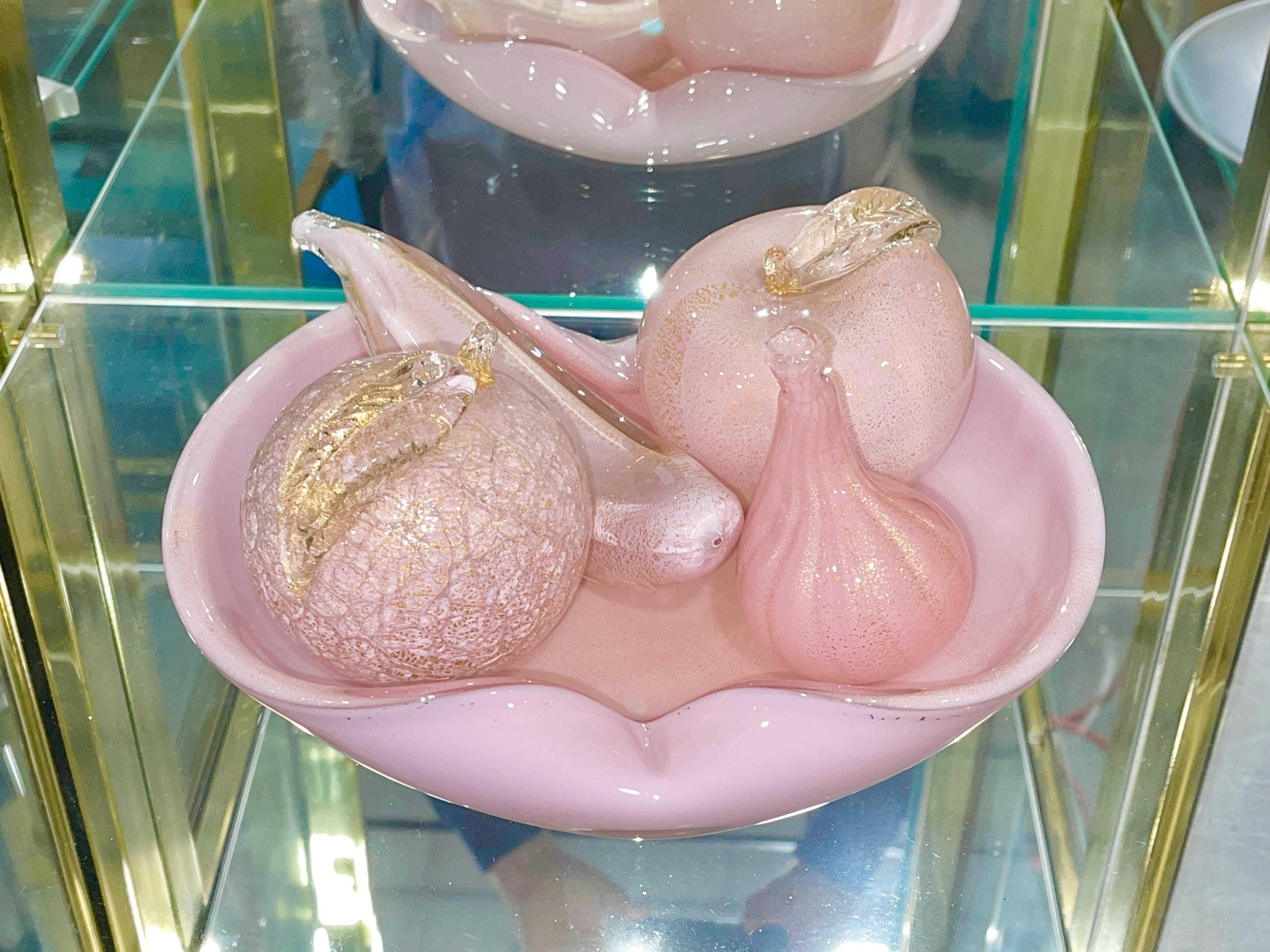 Schale aus Muranoglas mit rosa und goldenen Flecken von Alfredo Barbini im Angebot 6