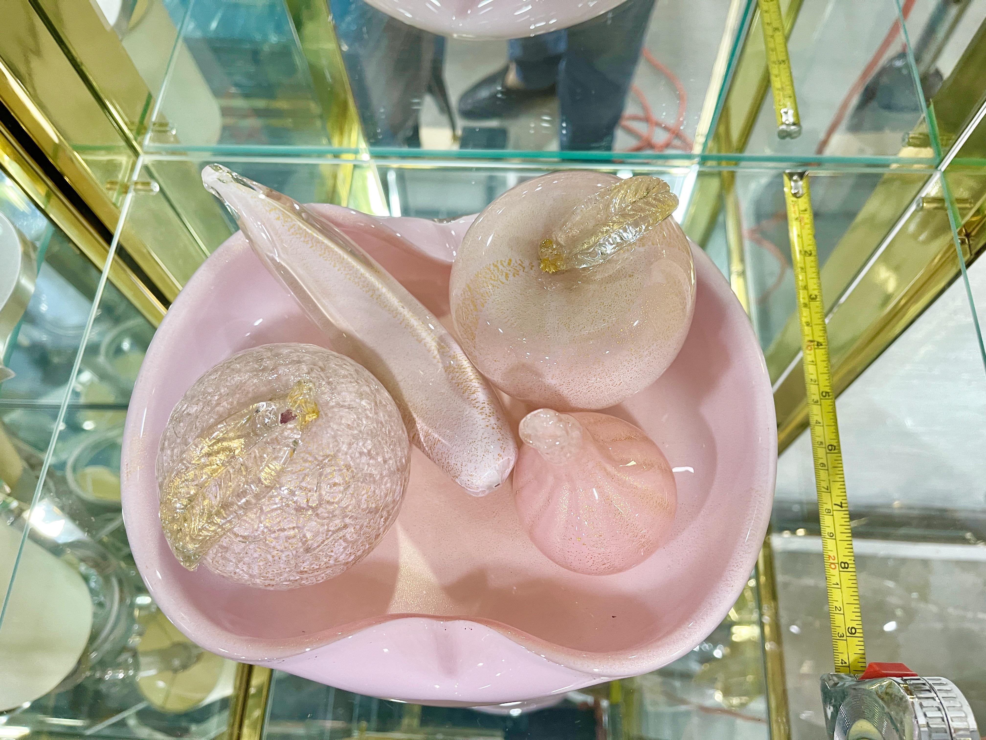 Schale aus Muranoglas mit rosa und goldenen Flecken von Alfredo Barbini im Angebot 10