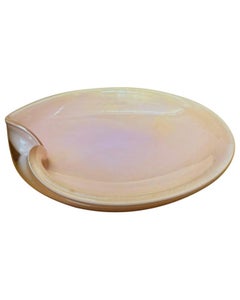Alfredo Barbini Pink Opal Gold Dust Murano Folded Rim Bowl