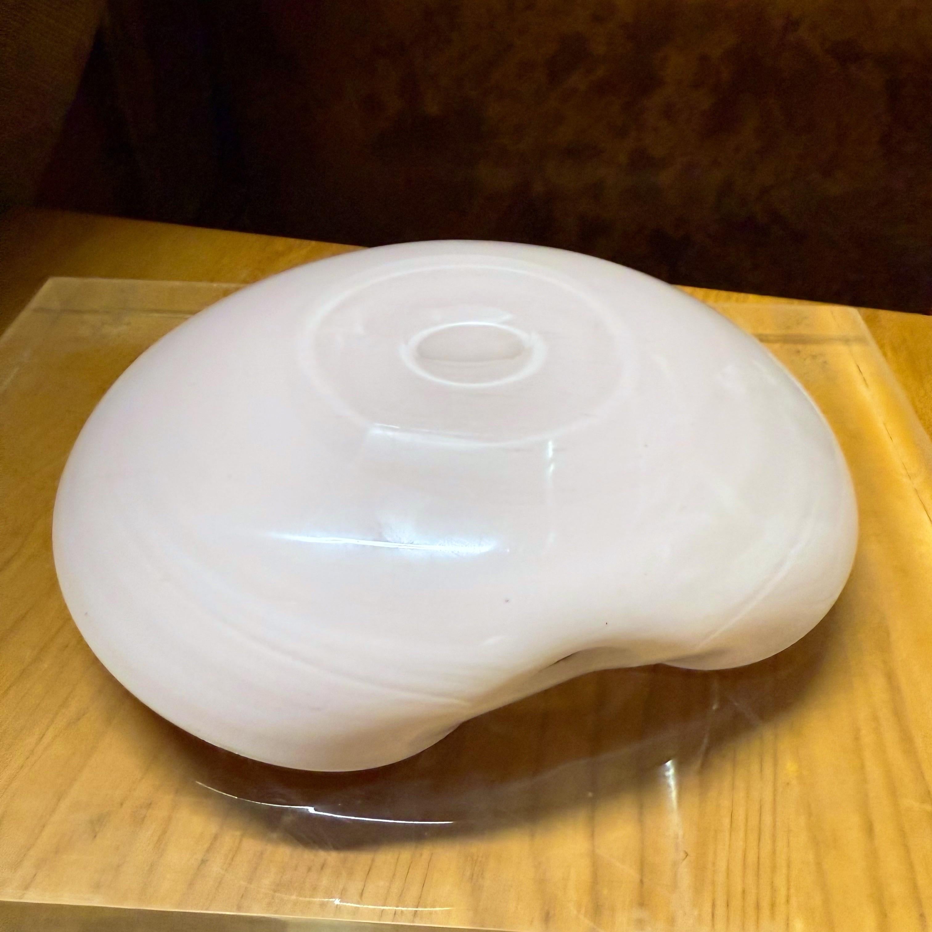 Murano Glass Alfredo Barbini Pink Opal Gold Dust Murano Folded Rim Bowl