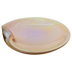 Alfredo Barbini Pink Opal Gold Dust Murano Folded Rim Bowl
