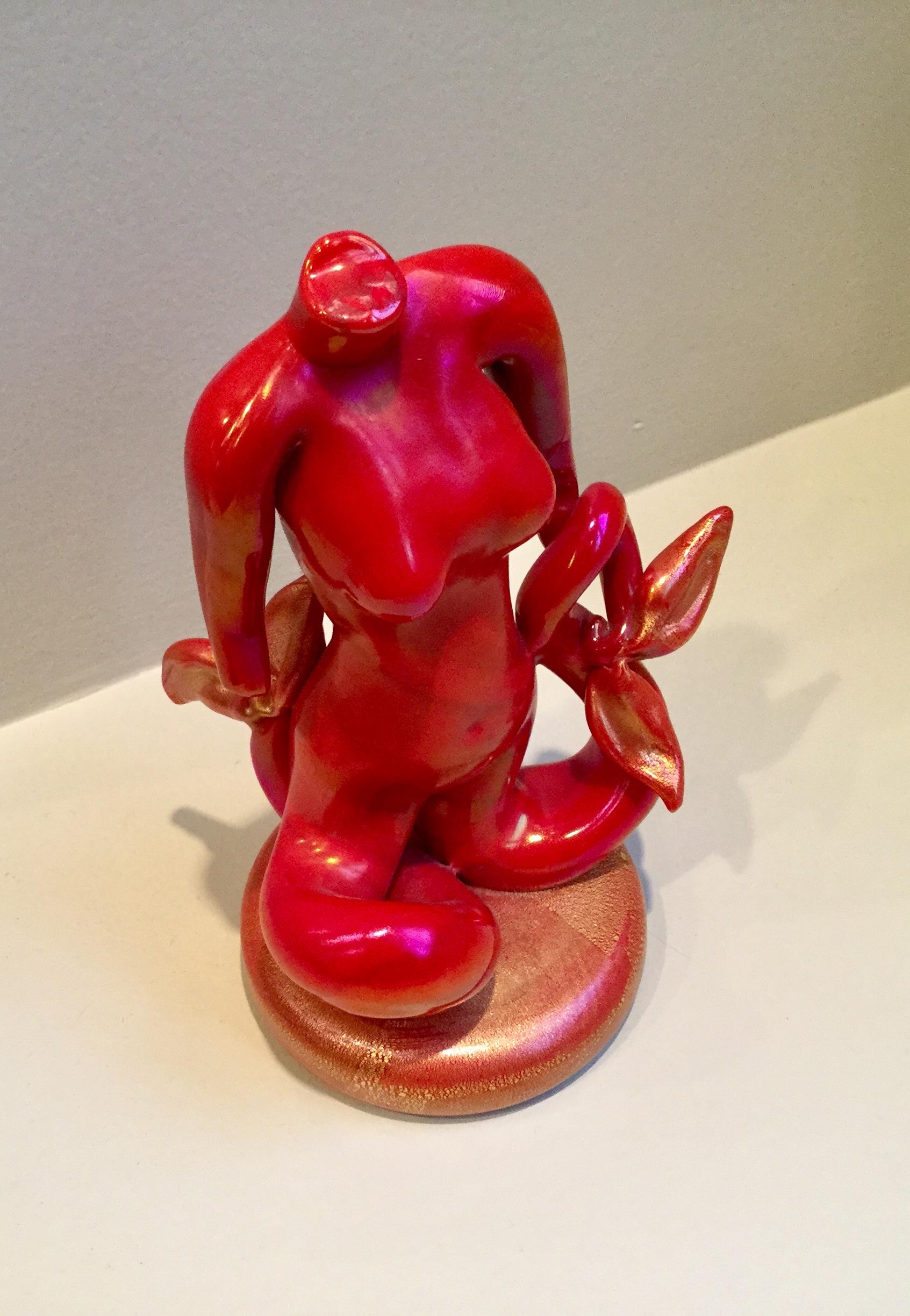 Mid-Century Modern Alfredo Barbini Red Sirene Figure after Eugene Berman and Martinuzzi