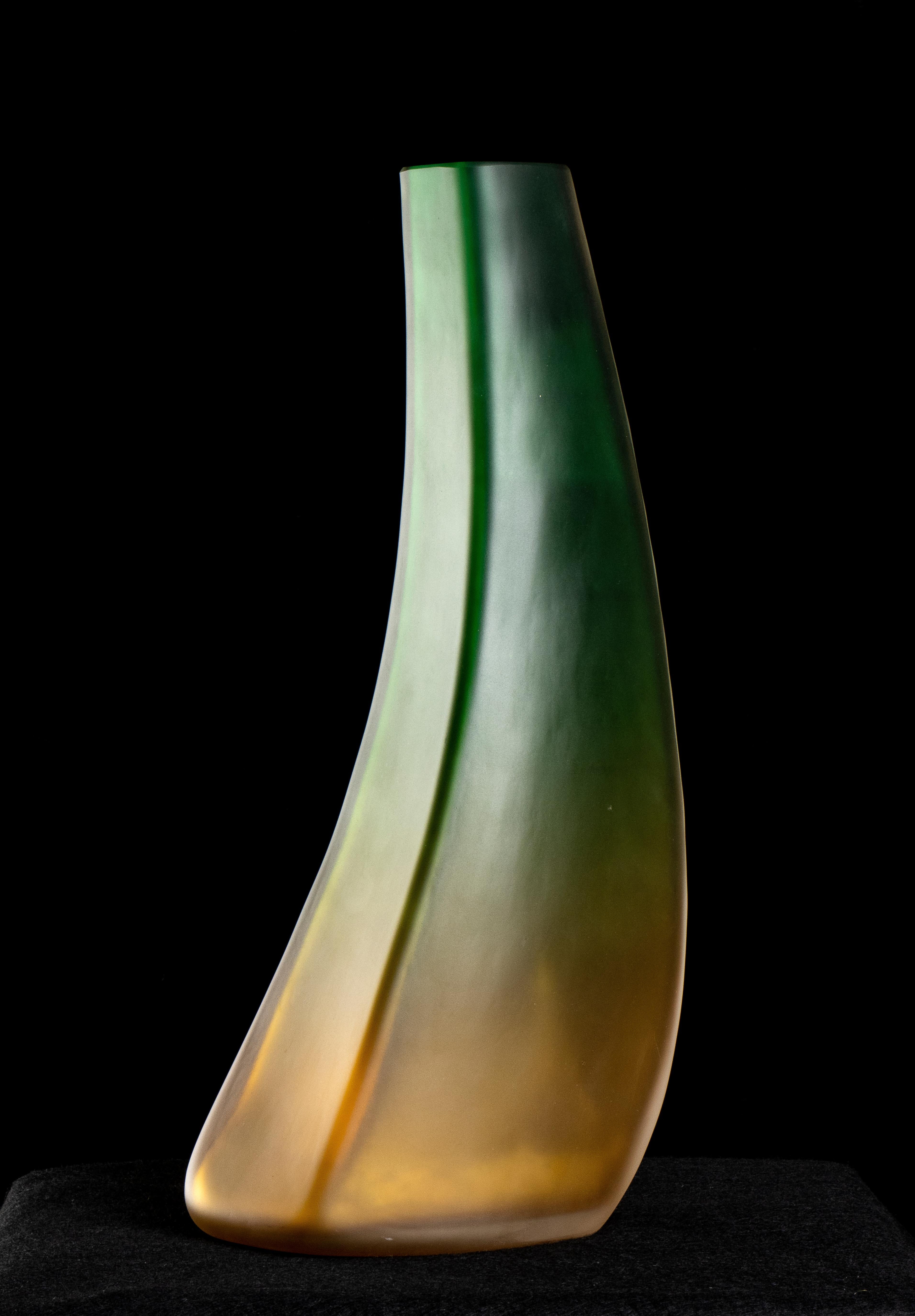 Alfredo Barbini Escultura posmoderna Vidrio soplado Incalcable Etiqueta original XX 2