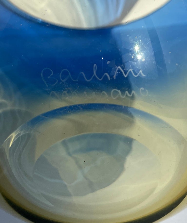 Alfredo Barbini Signed Bi-Color Murano Glass Vase 1970s For Sale
