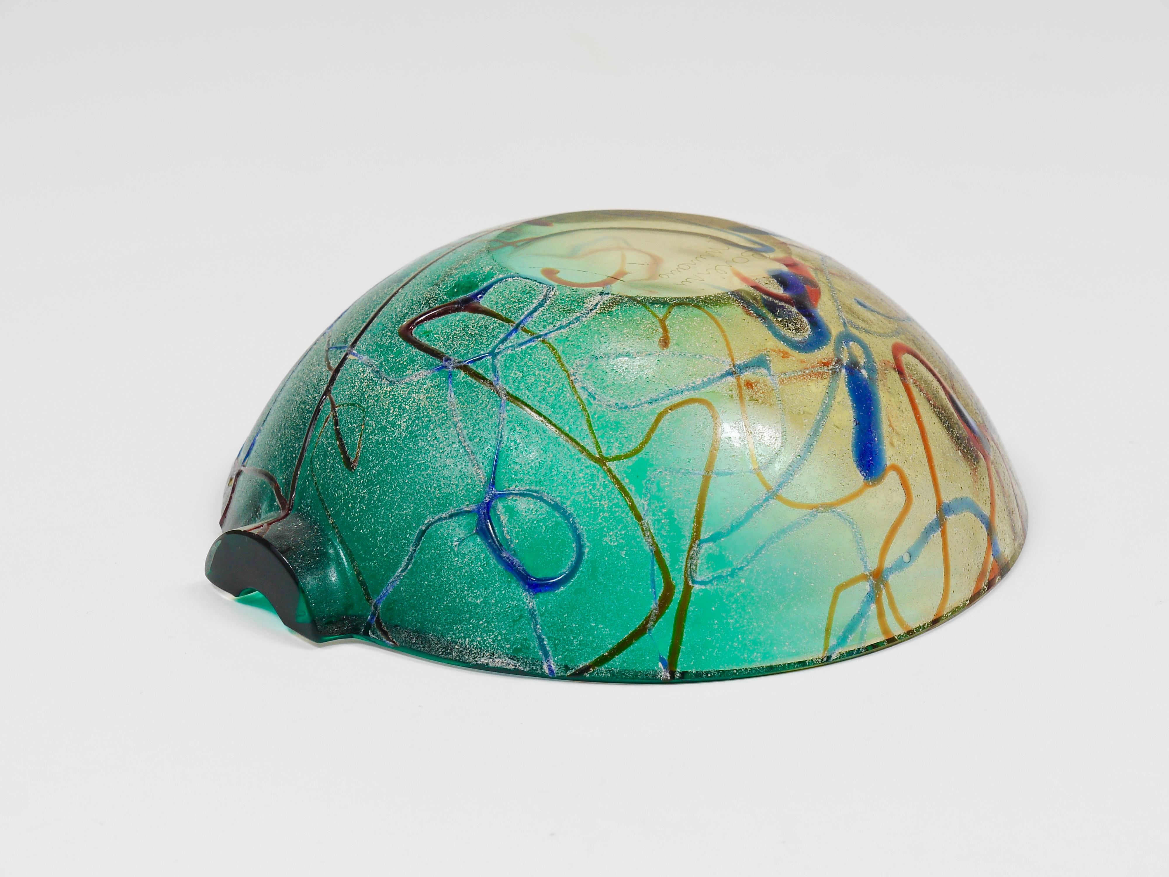 Alfredo Barbini Signierte Murano Kunstglasschale oder Aschenbecher, Italien, 1970er Jahre im Angebot 4