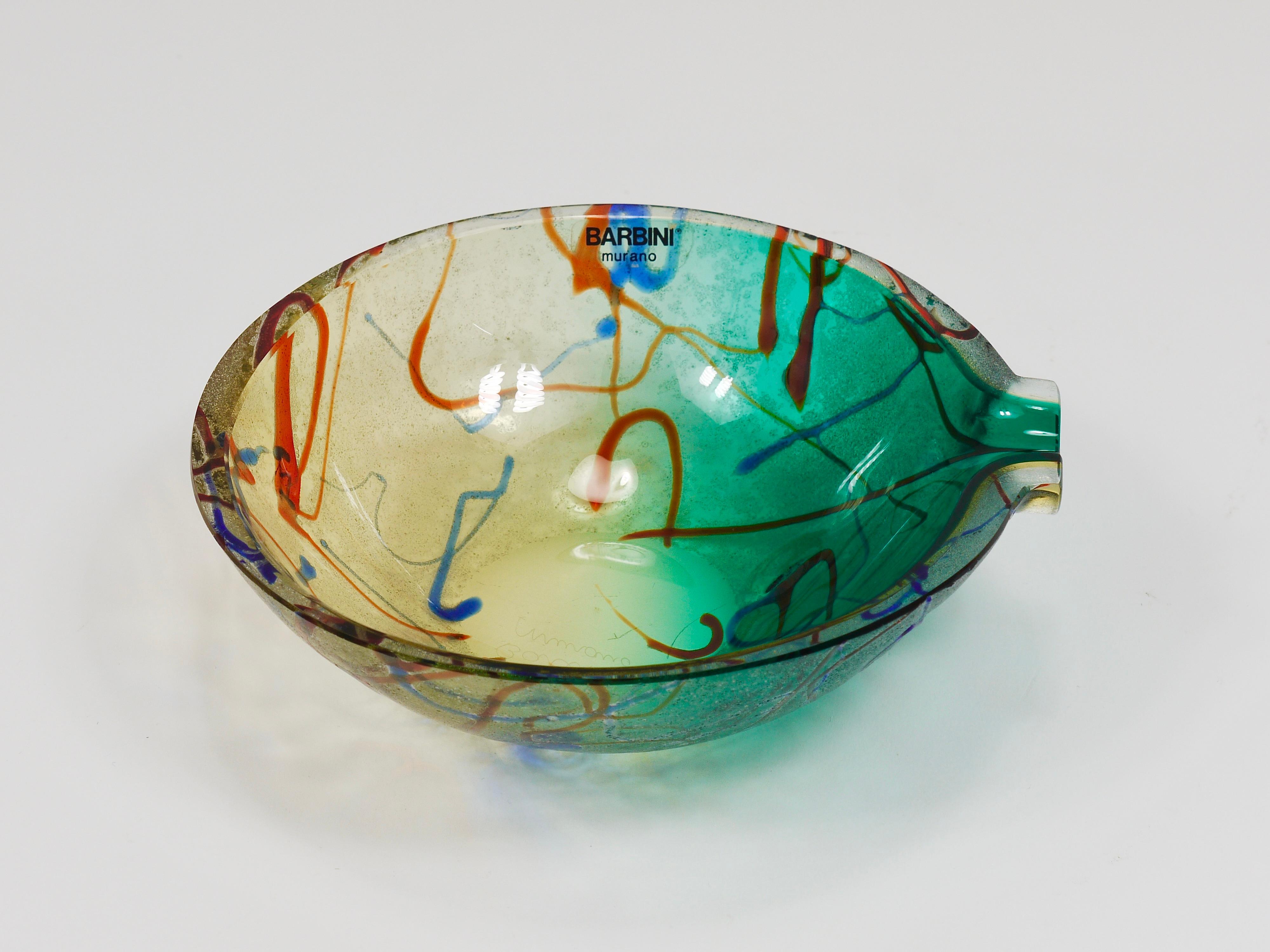 Alfredo Barbini Signierte Murano Kunstglasschale oder Aschenbecher, Italien, 1970er Jahre im Angebot 6