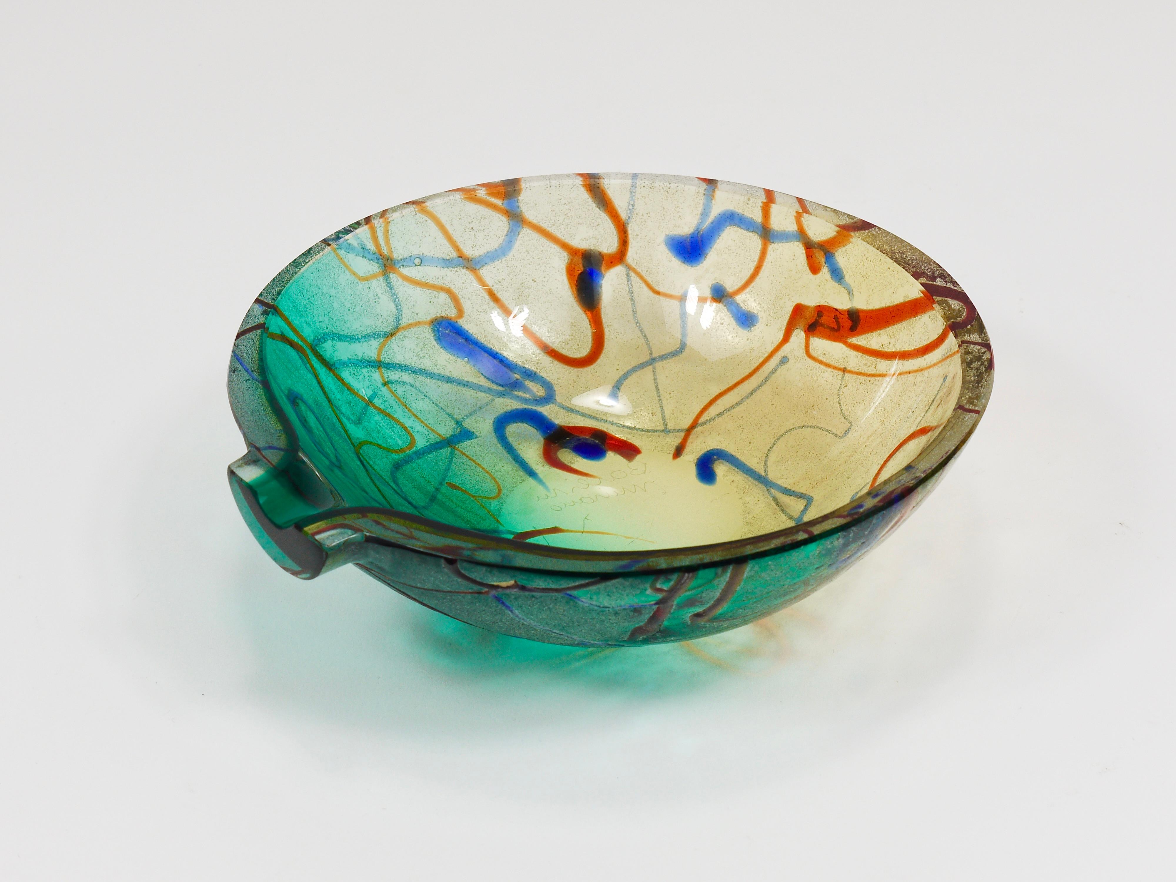 Alfredo Barbini Signierte Murano Kunstglasschale oder Aschenbecher, Italien, 1970er Jahre im Angebot 8