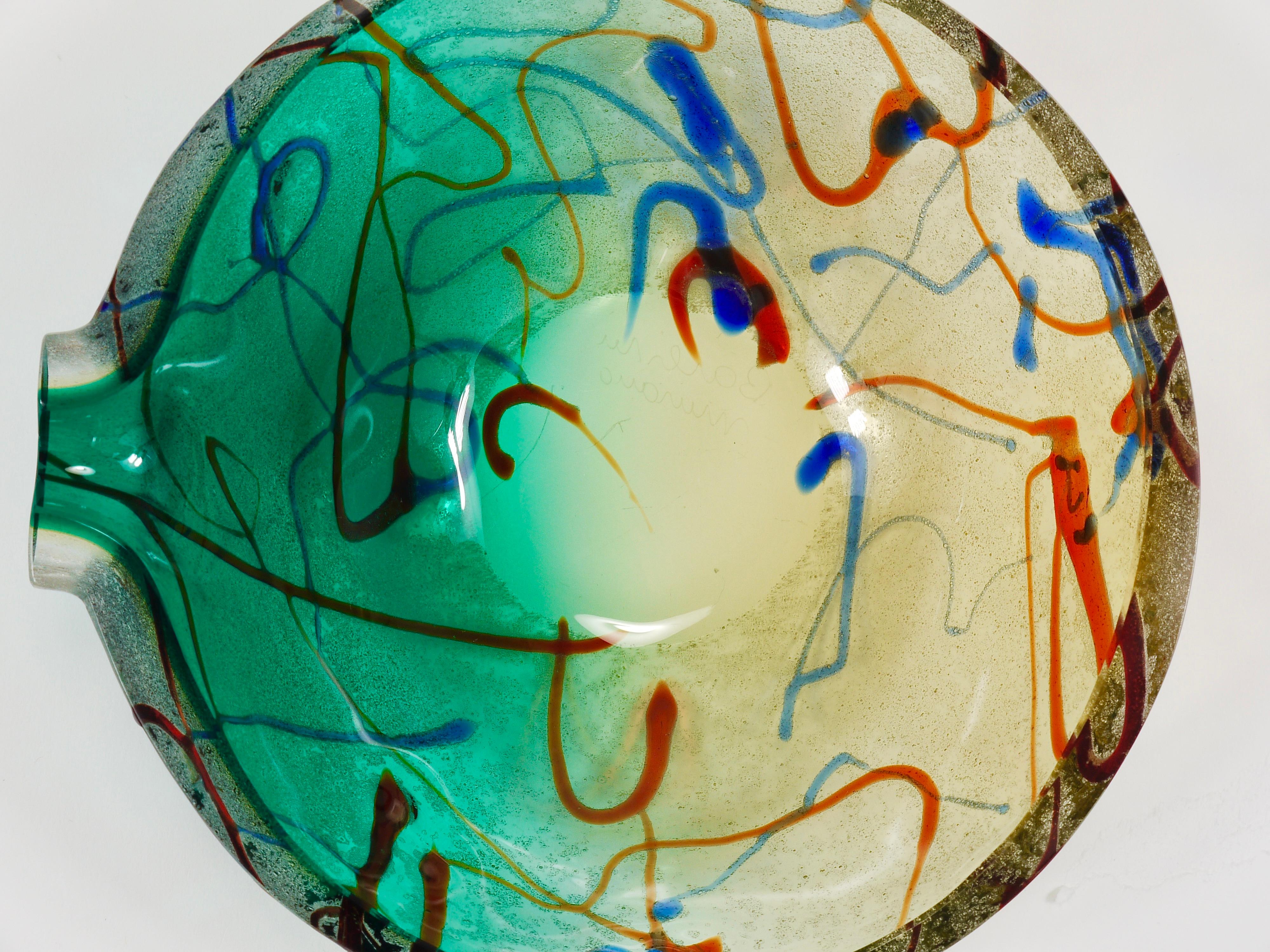 Alfredo Barbini Signierte Murano Kunstglasschale oder Aschenbecher, Italien, 1970er Jahre im Angebot 10