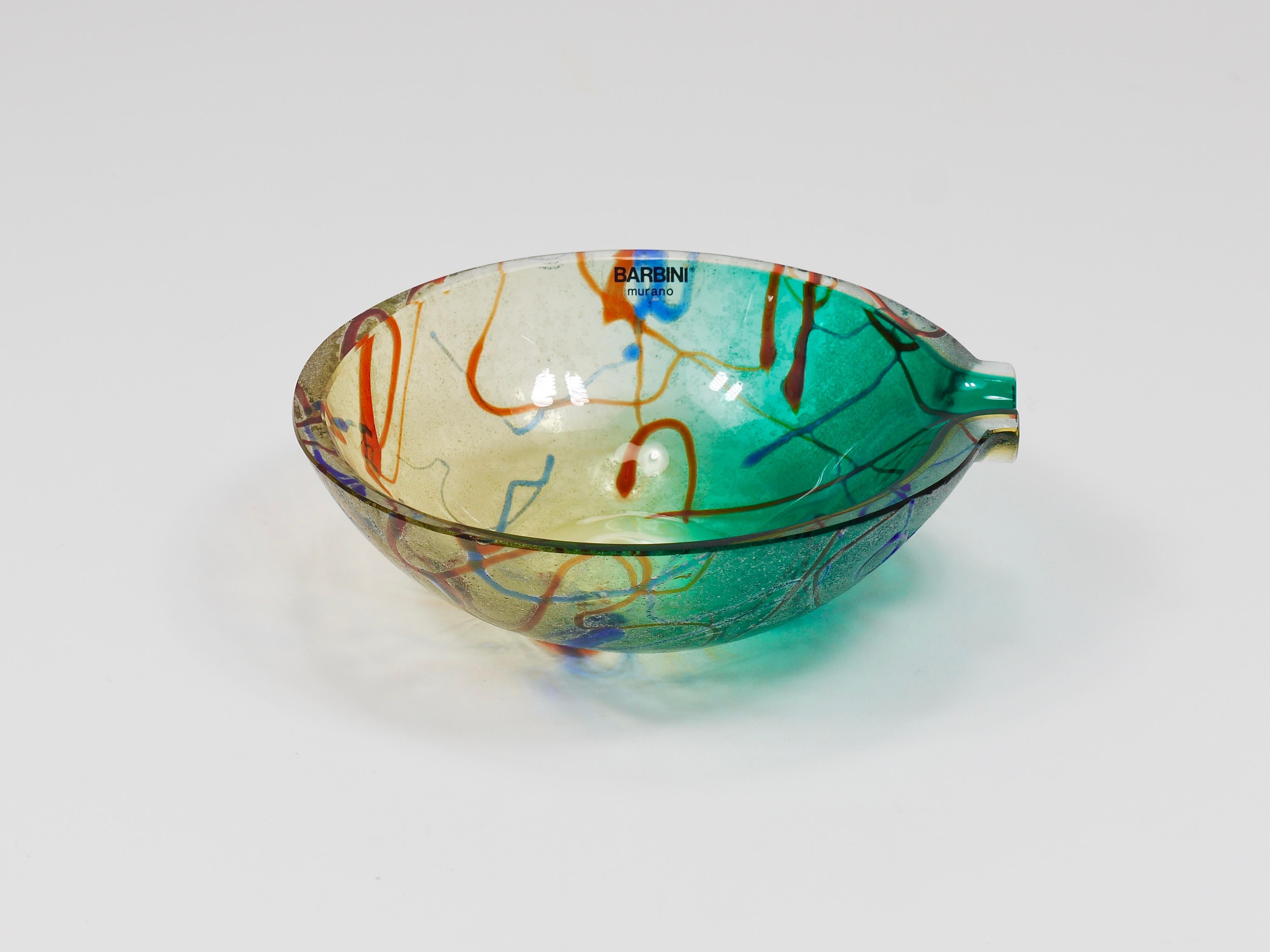 Alfredo Barbini Signierte Murano Kunstglasschale oder Aschenbecher, Italien, 1970er Jahre (Italienisch) im Angebot