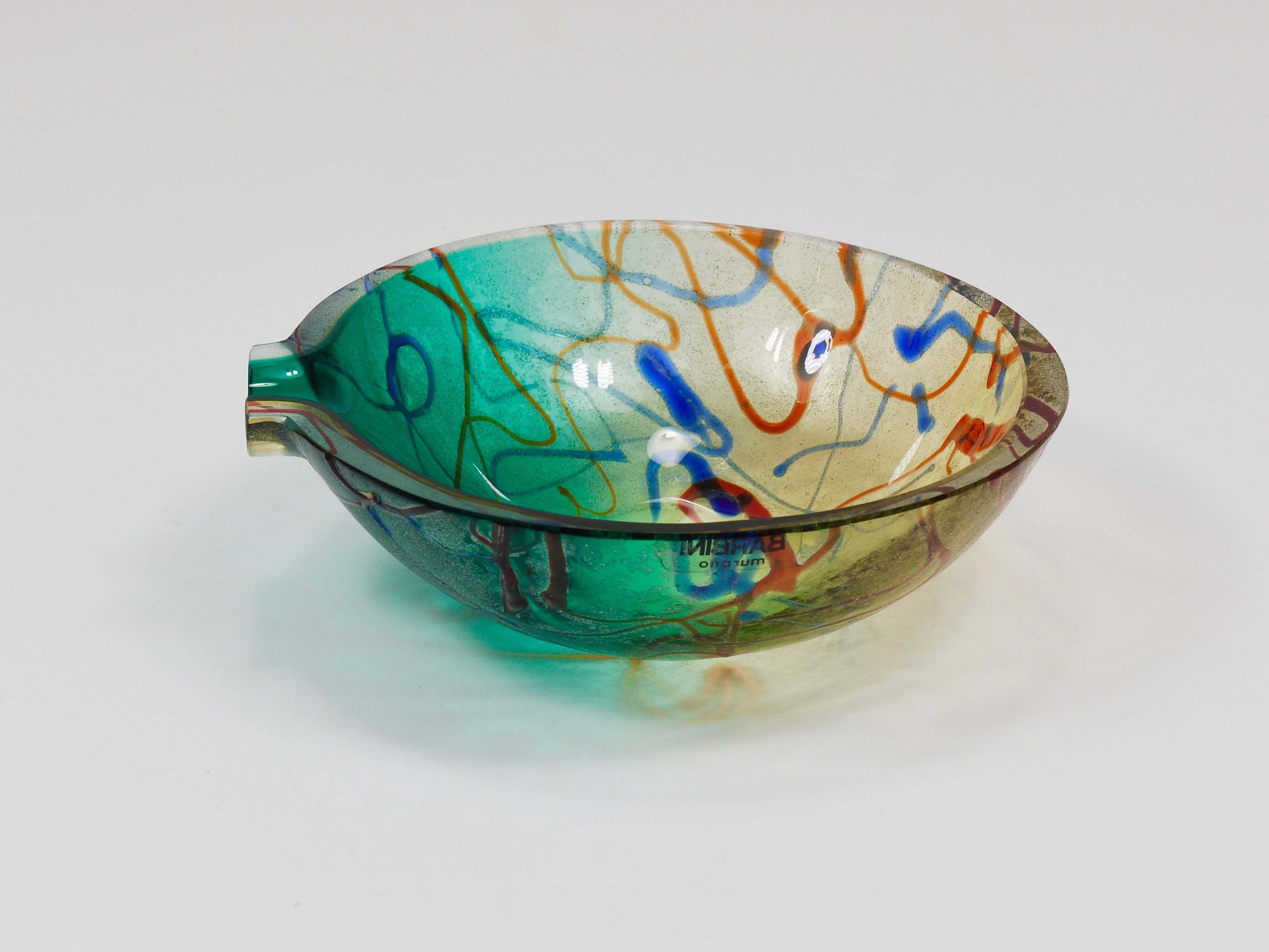 Alfredo Barbini Signierte Murano Kunstglasschale oder Aschenbecher, Italien, 1970er Jahre im Zustand „Gut“ im Angebot in Vienna, AT