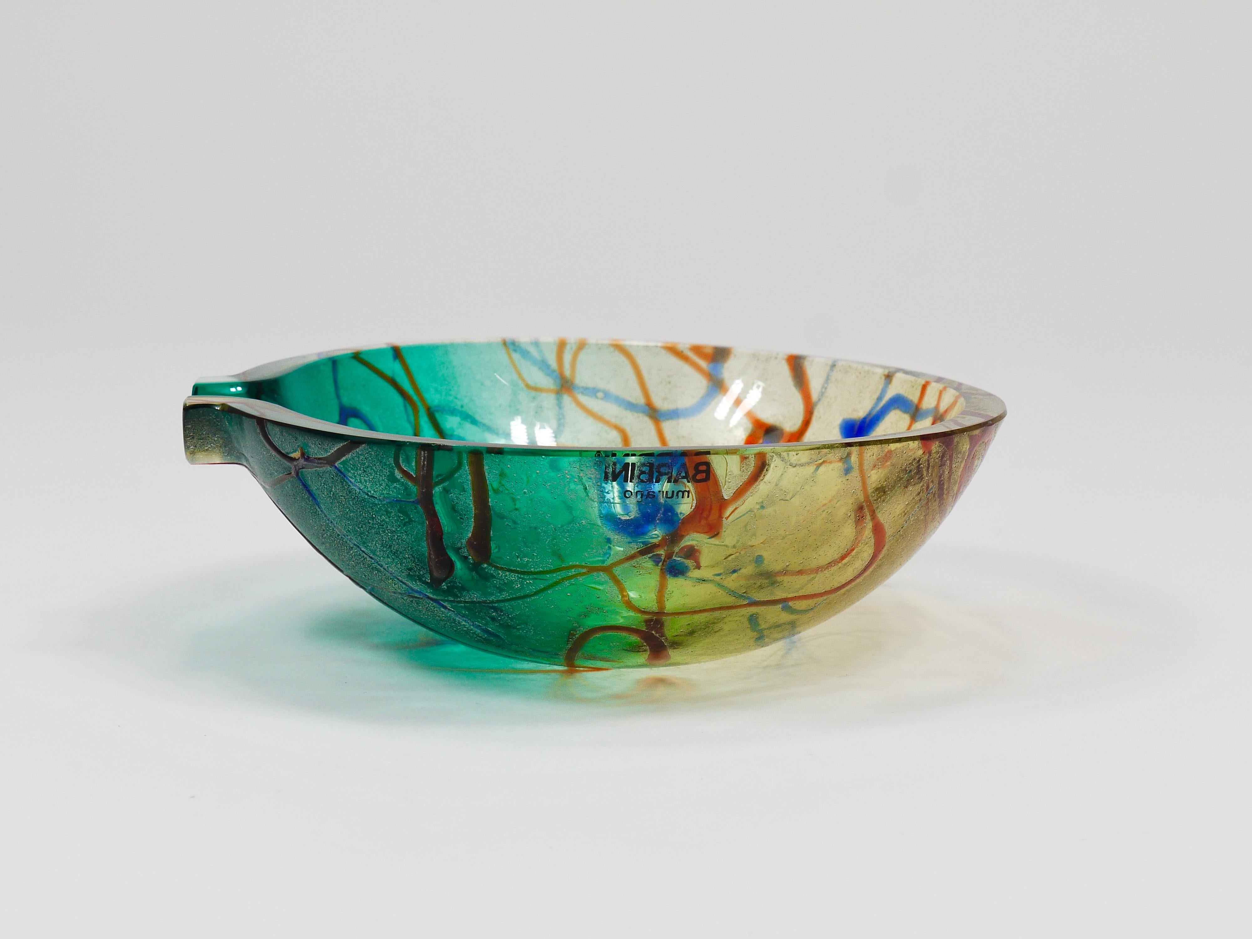 Alfredo Barbini Signierte Murano Kunstglasschale oder Aschenbecher, Italien, 1970er Jahre (Glas) im Angebot