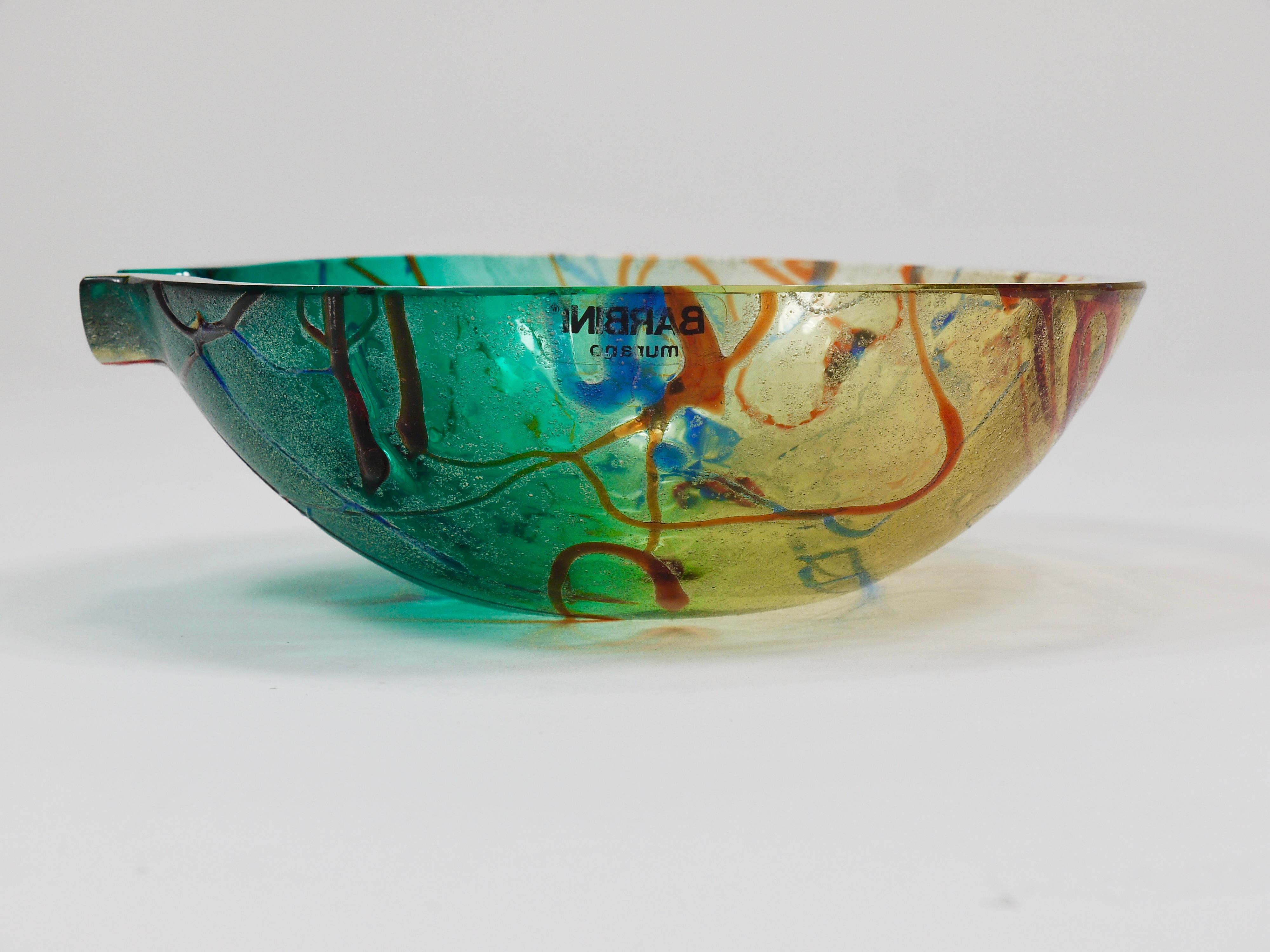 Alfredo Barbini Signierte Murano Kunstglasschale oder Aschenbecher, Italien, 1970er Jahre im Angebot 1