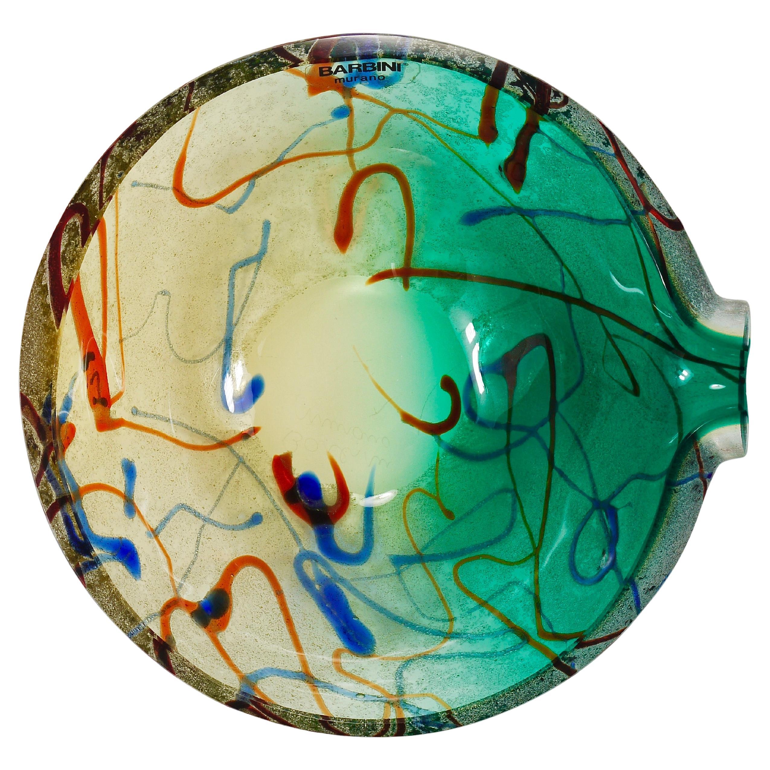 Cuenco o cenicero de cristal de Murano firmado por Alfredo Barbini, Italia, años 70