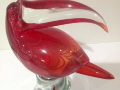 Alfredo Barbini Signed Murano Toucan Bird with Sommerso