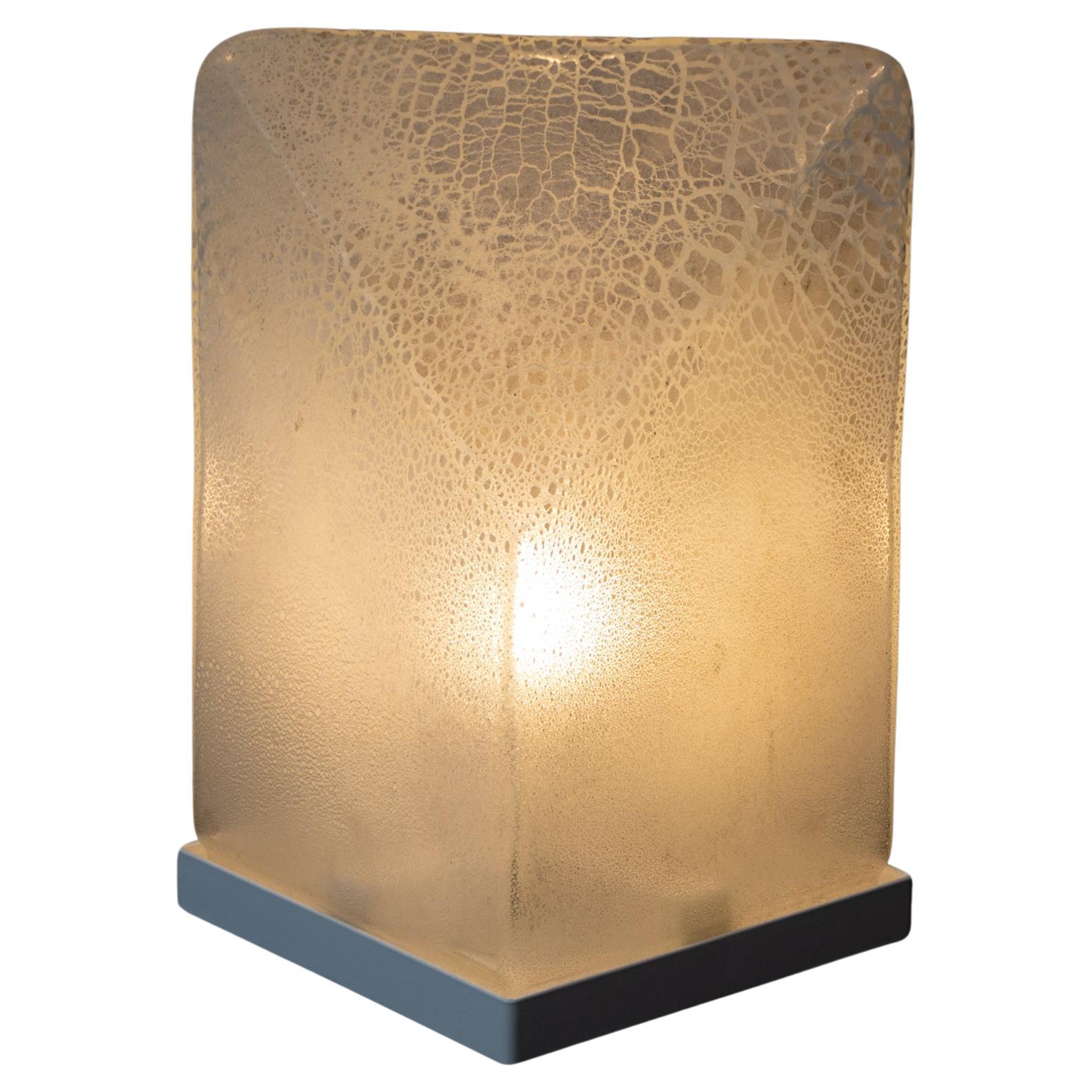 Alfredo Barbini Table Lamp Murano Hand Blown Glass in Scavo Geometric Design