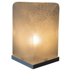 Alfredo Barbini Table Lamp Murano Hand Blown Glass in Scavo Geometric Design