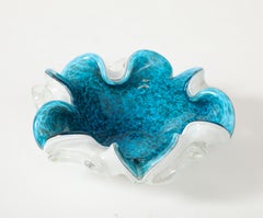 Alfredo Barbini Turquoise Murano Glass Vide Poche, Italy, 1950s