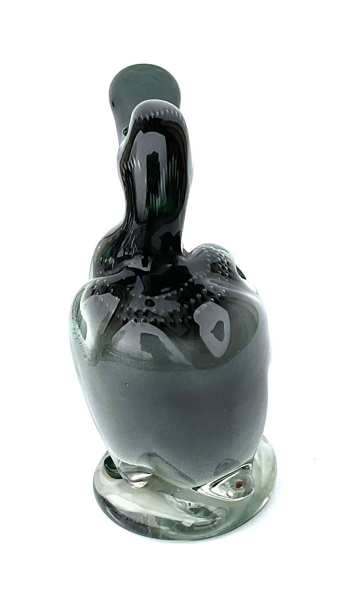 Art Deco Alfredo Barbini Vamsa Pair Rare Murano Glass Duck Sculptures, circa 1930s