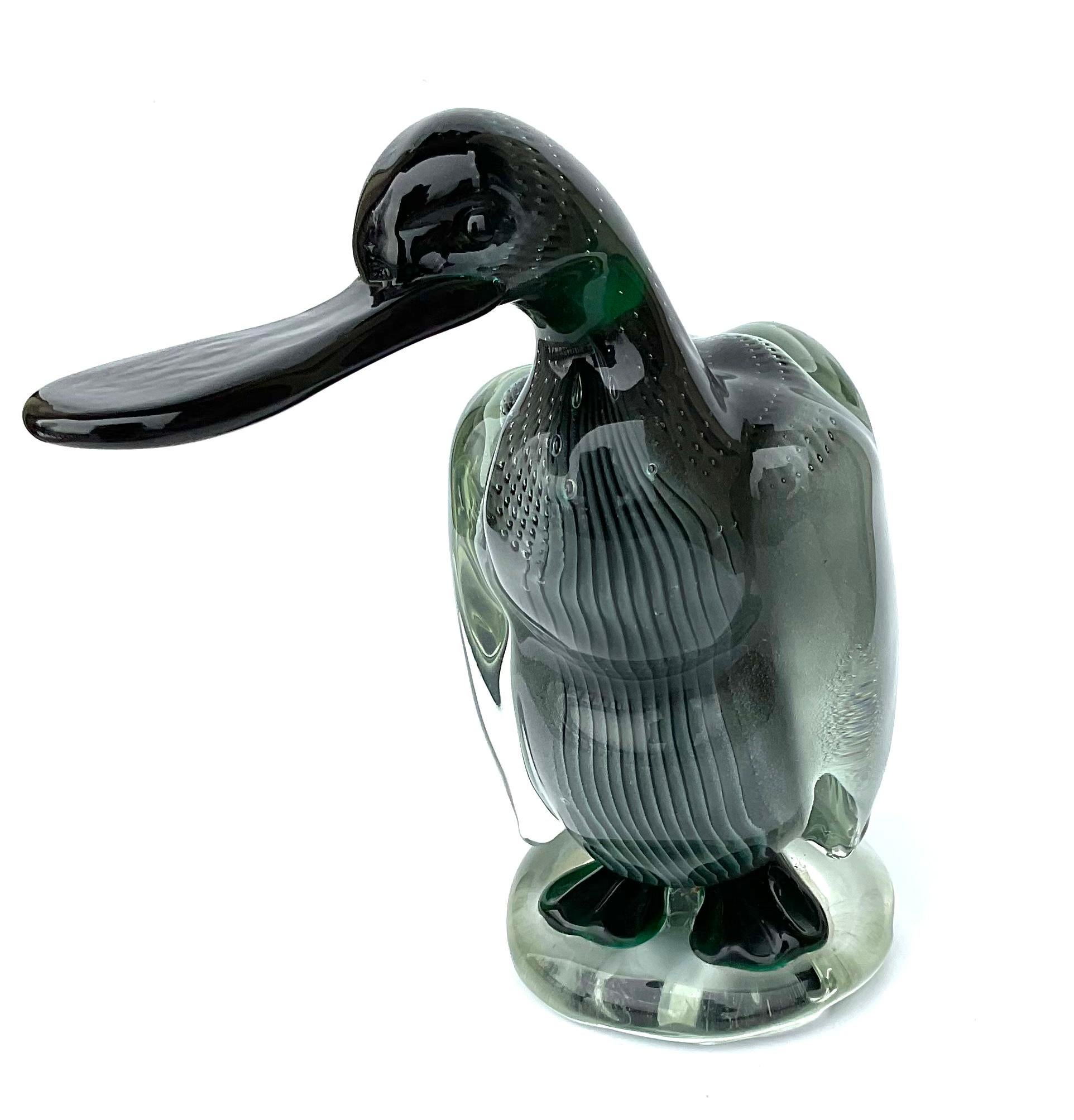 Mid-20th Century Alfredo Barbini Vamsa Pair Rare Murano Glass Duck Sculptures, circa 1930s