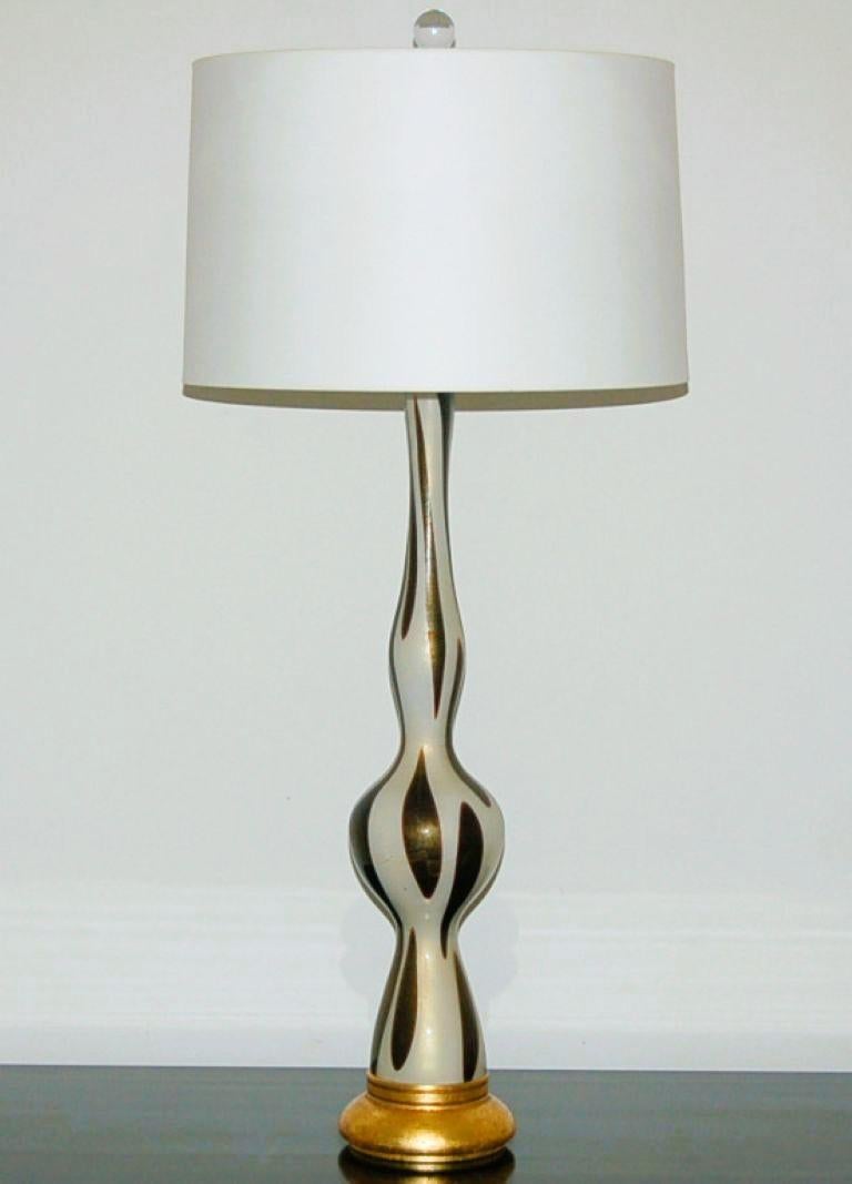 Alfredo Barbini - Vintage Mod Murano Lampen; Schwarz & Weiß (Moderne der Mitte des Jahrhunderts) im Angebot