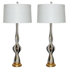 Alfredo Barbini - Vintage Mod Murano Lampen; Schwarz & Weiß