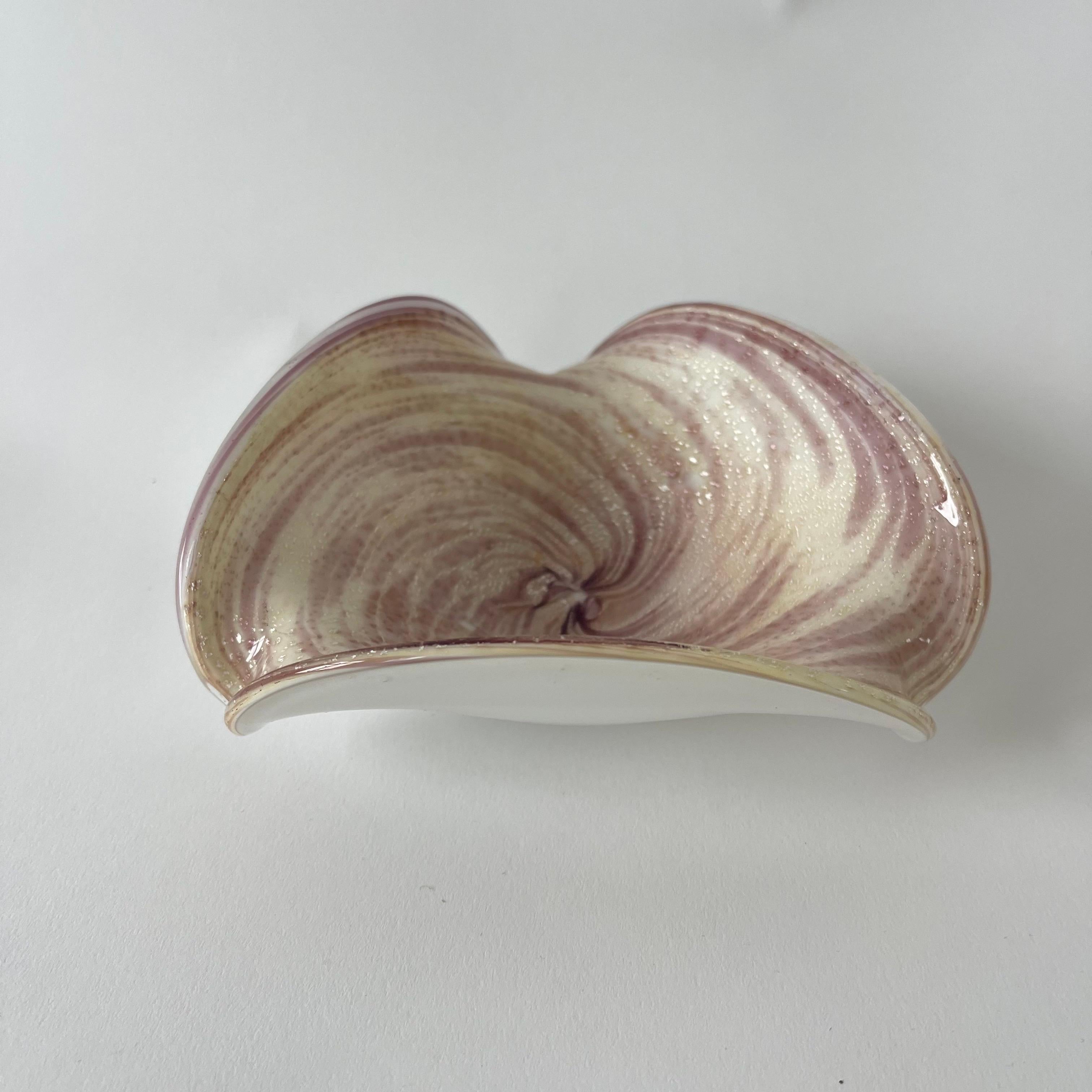Italian Alfredo Barbini Violet and Gold Murano Glass Dish Bowl or Ashtray, Italy, 1960s For Sale
