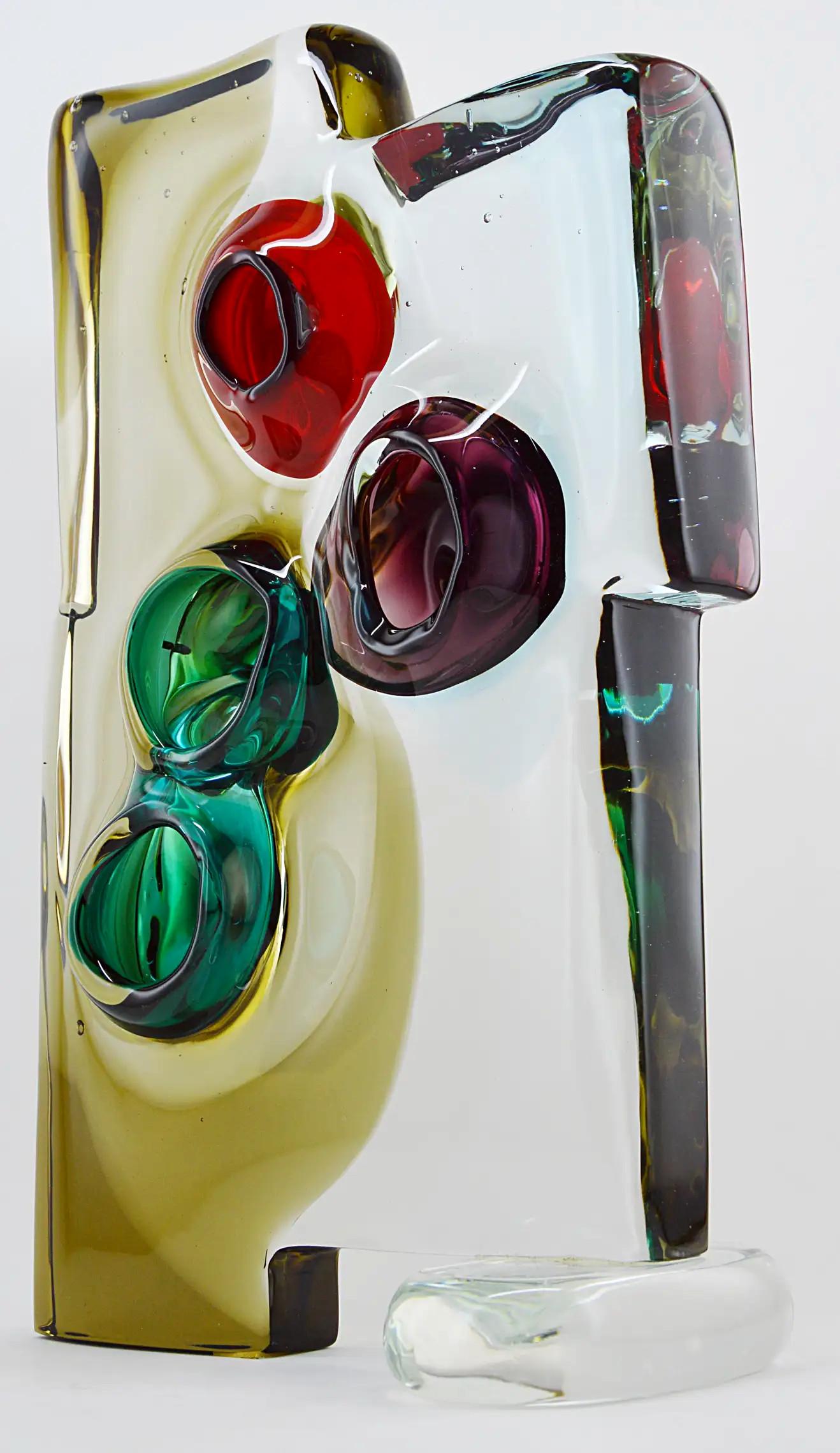 Mid-Century Modern Alfredo Barbini Vulcano Glass Sculpture, Murano, Late 1950s For Sale