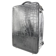 Alfredo Beretta Black Crocodile Suitcase Trolley Rolling Luggage 396be