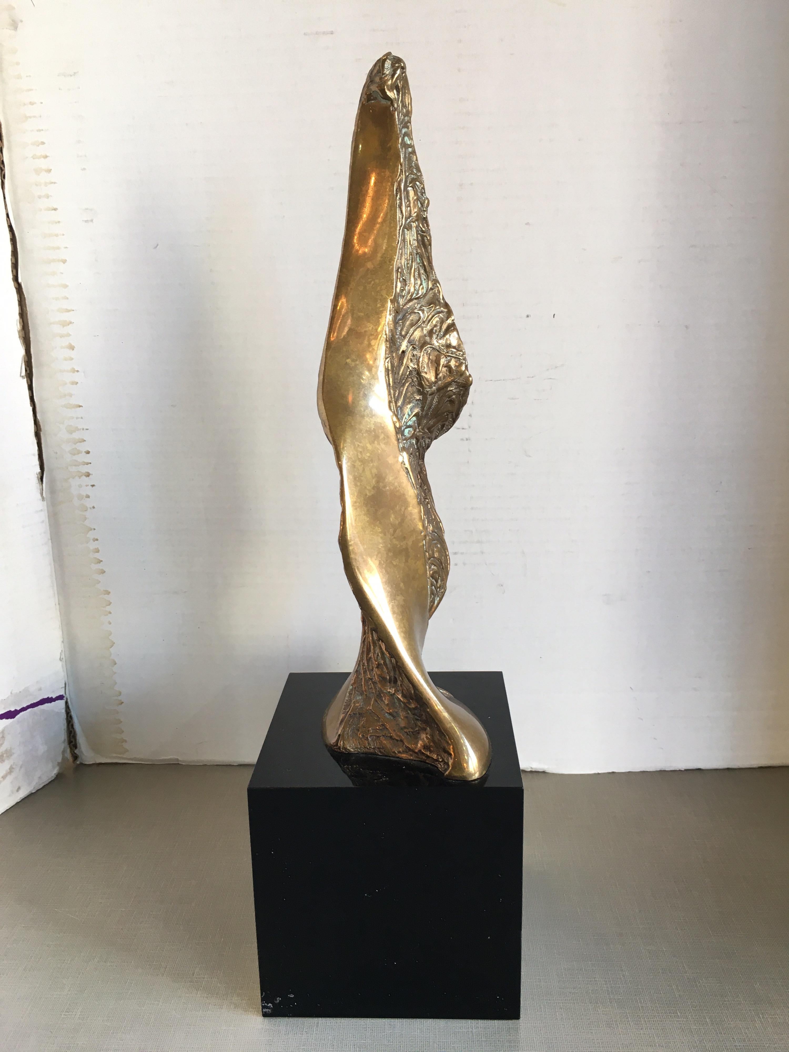 Alfredo Burlini Abstract Bronze Sculpture on Lucite Base In Good Condition For Sale In Chicago, IL