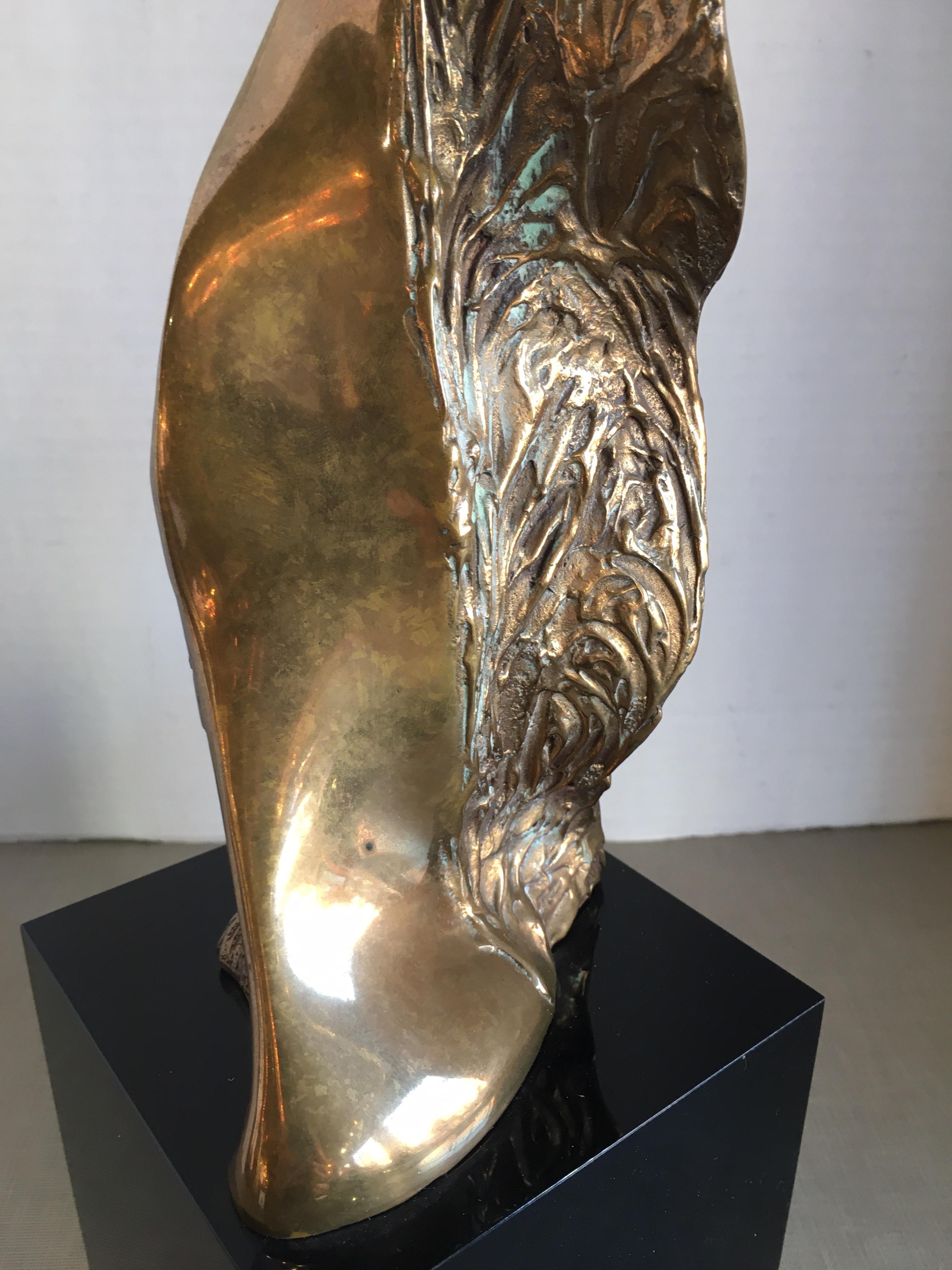 Late 20th Century Alfredo Burlini Abstract Bronze Sculpture on Lucite Base For Sale