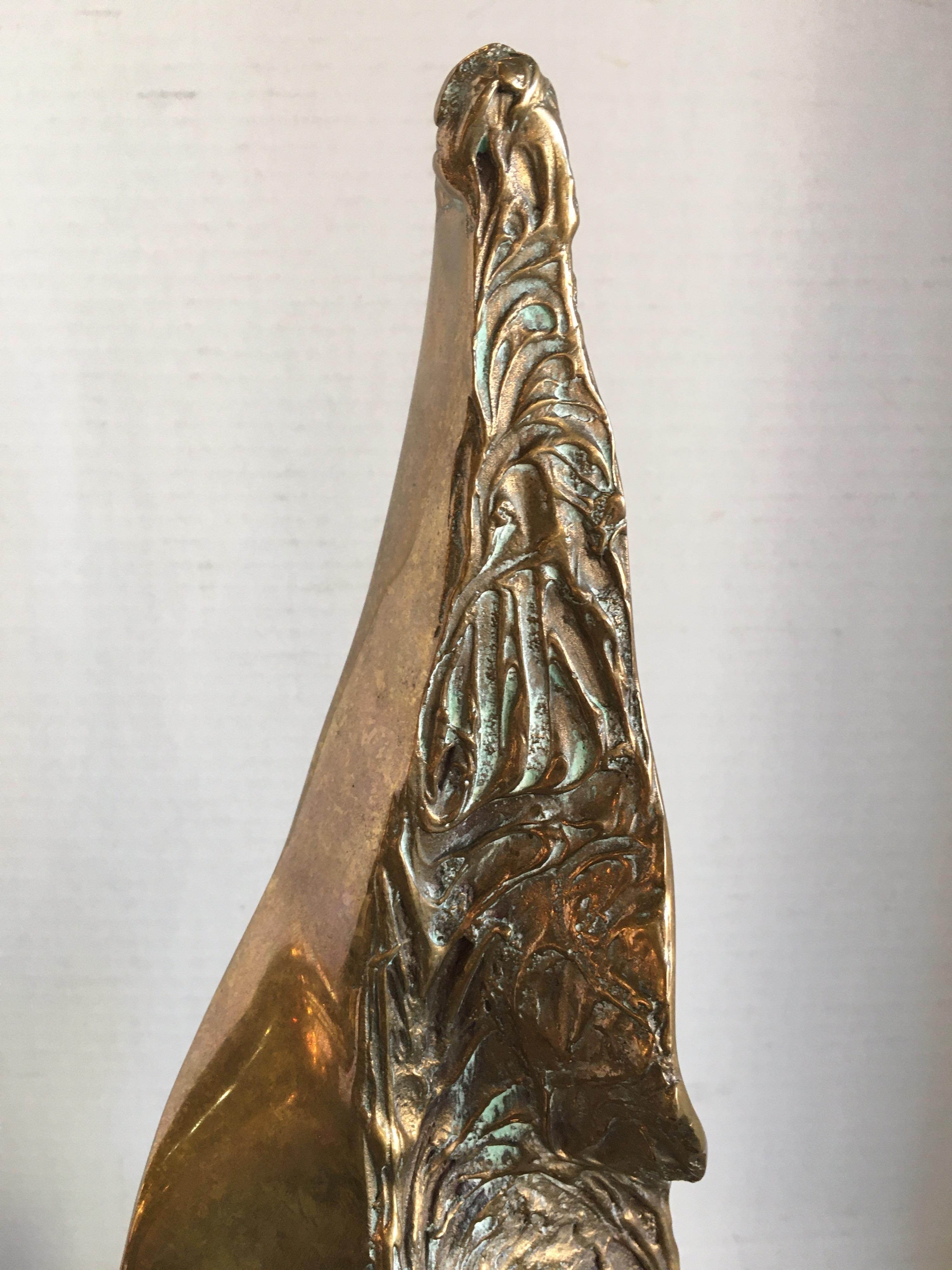 Alfredo Burlini Abstract Bronze Sculpture on Lucite Base For Sale 1