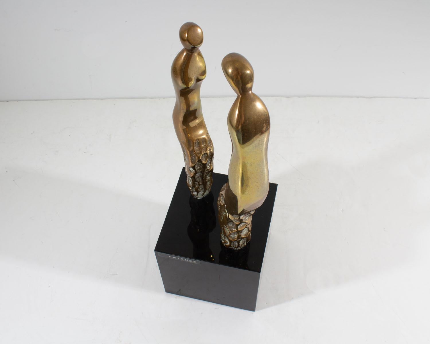 Alfredo Burlini Signed 1980 “Friends” Bronze Abstract Sculpture 4