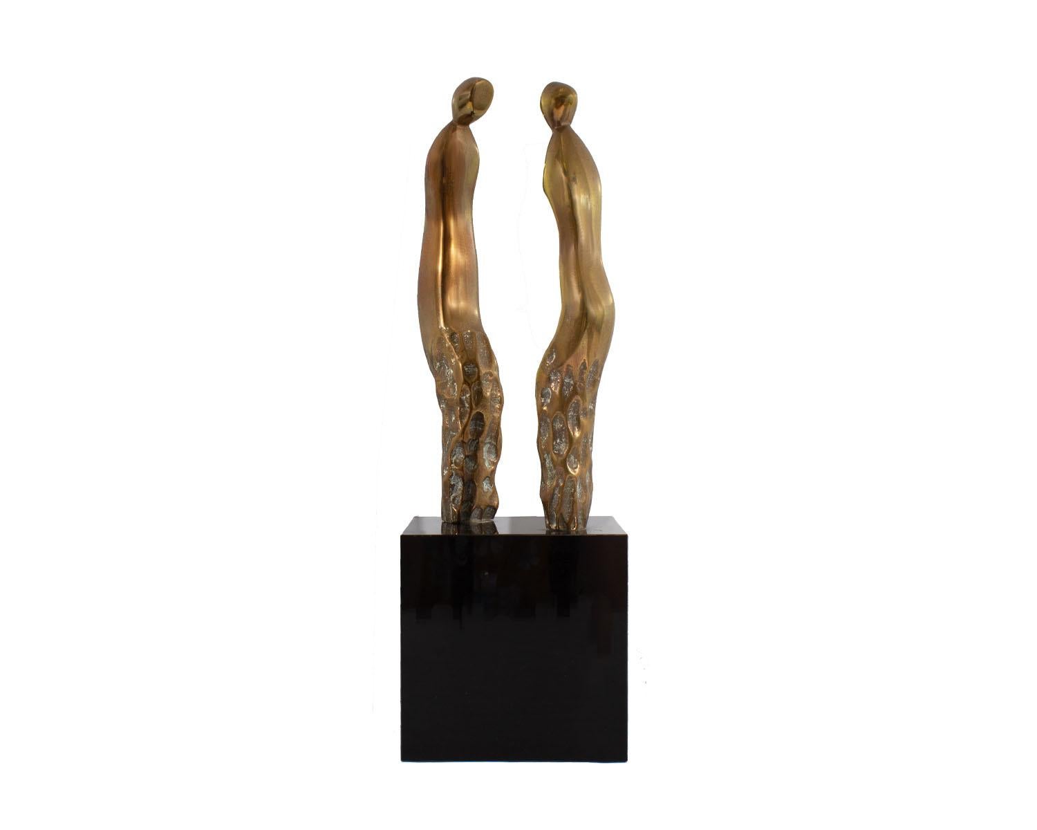 A 1980 bronze abstract sculpture titled, 