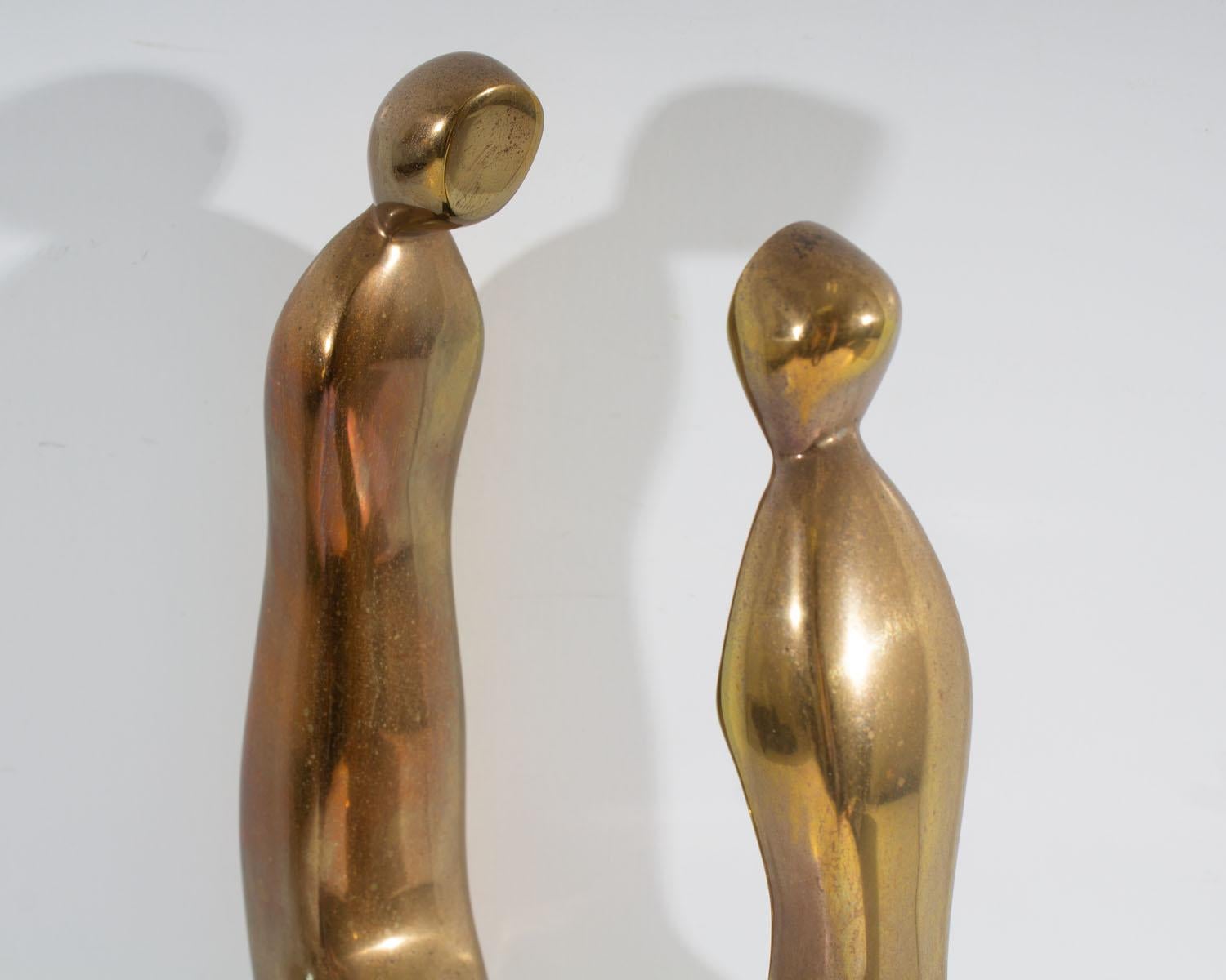 Modern Alfredo Burlini Signed 1980 “Friends” Bronze Abstract Sculpture