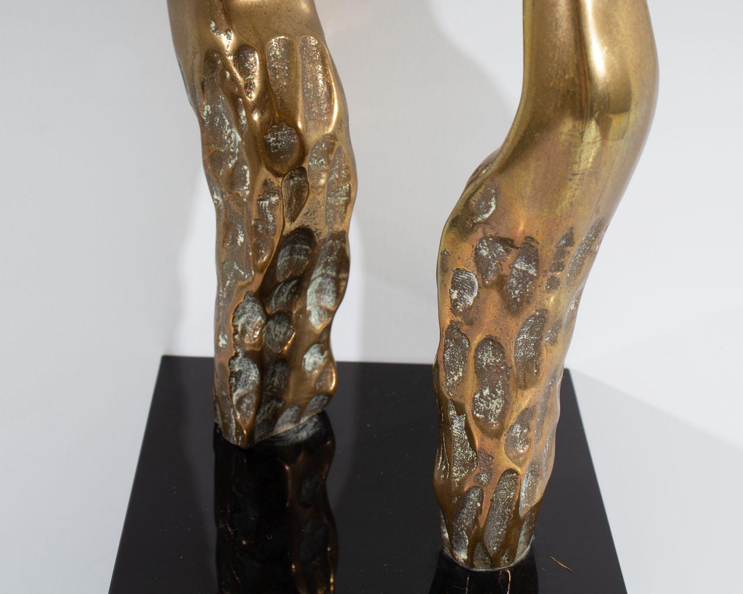 American Alfredo Burlini Signed 1980 “Friends” Bronze Abstract Sculpture