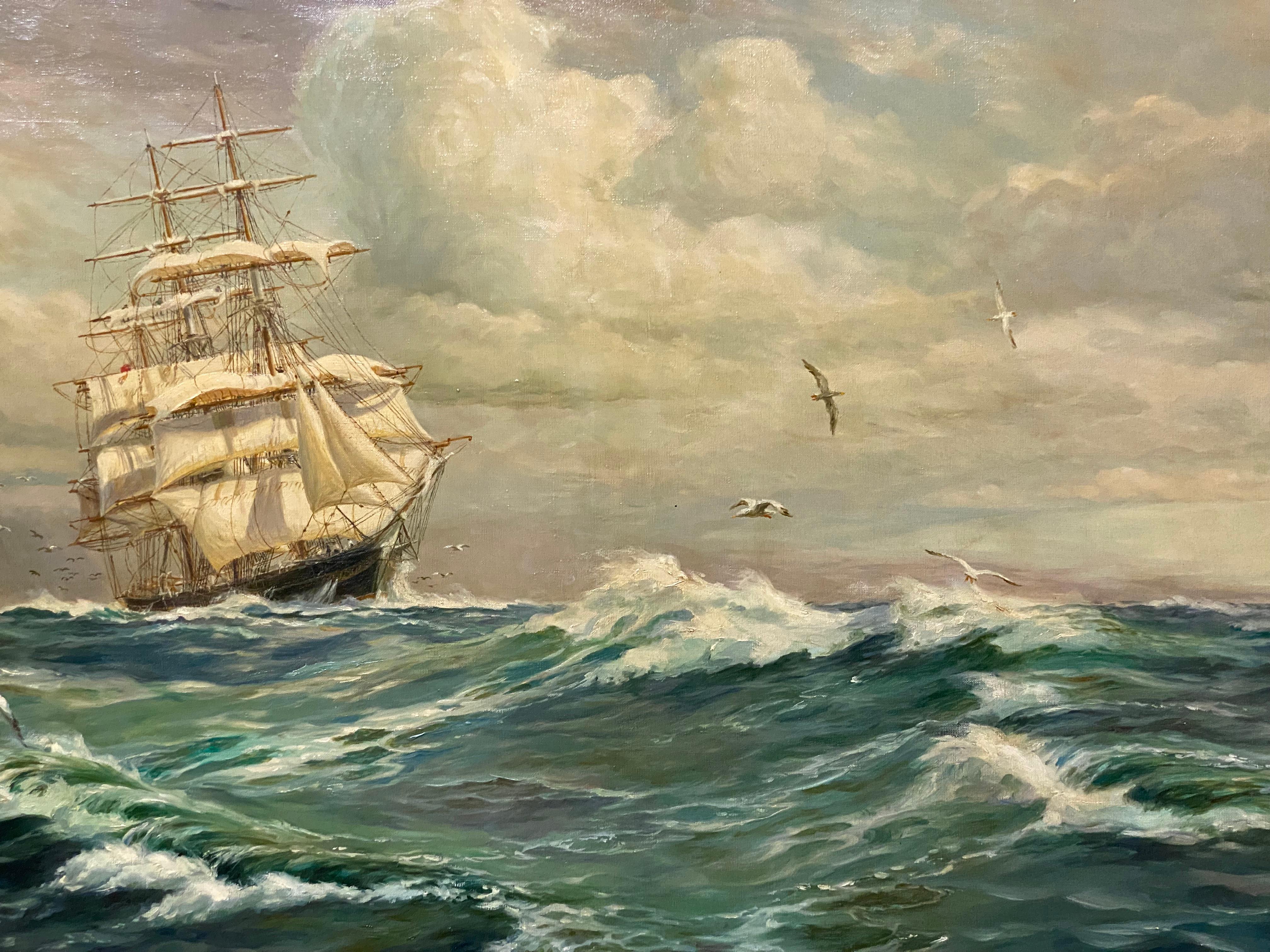 Philippine Alfredo Carmelo '1896-1985' Masted Clipper Ship Painting