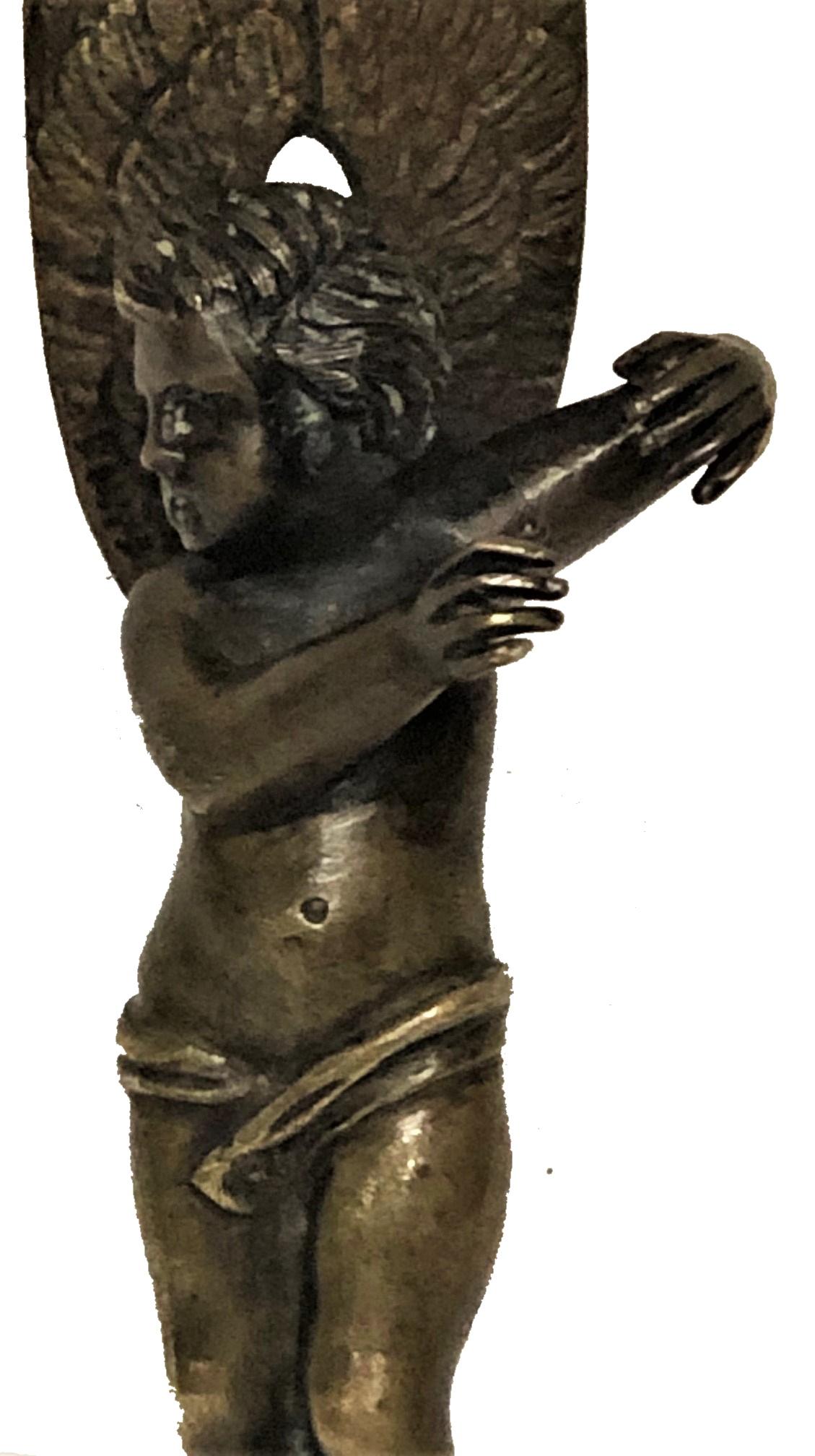 Alfredo Castellani Att., Paperknife aus Bronze und Marmor, ca. 1880er Jahre im Angebot 1