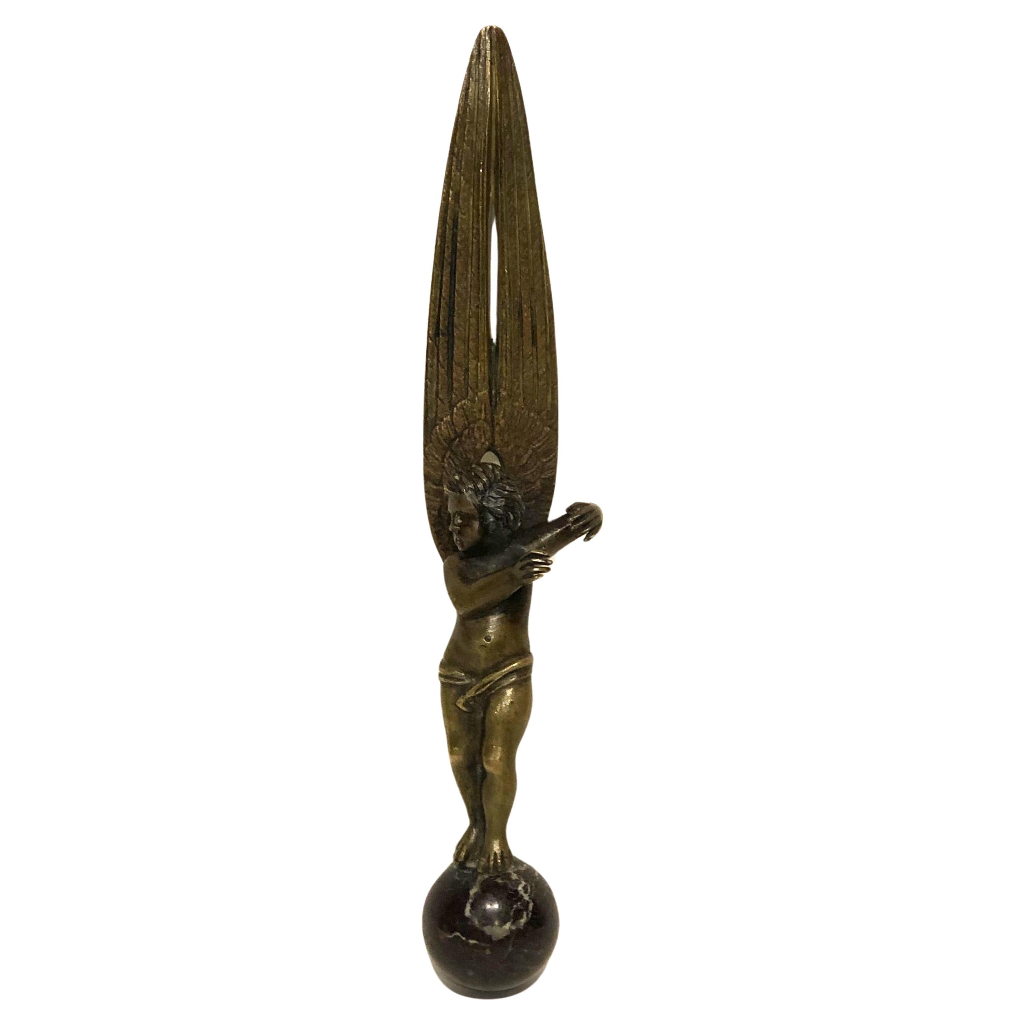 Alfredo Castellani Att., Bronze & Marble Paperknife, ca. 1880s For Sale
